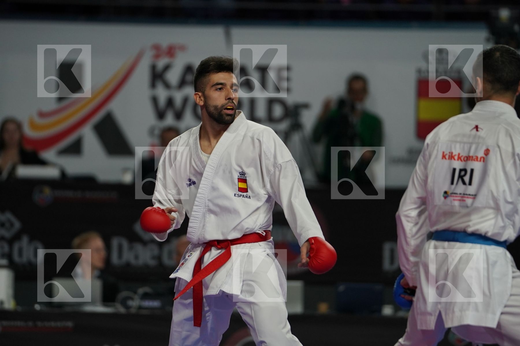RAUL CUERVA MORA (SPAIN) vs HAMOON DERAFSHIPOUR (ISLAMIC REPUBLIC OF IRAN) in Senior Kumite -67 Kg - Bronze bout