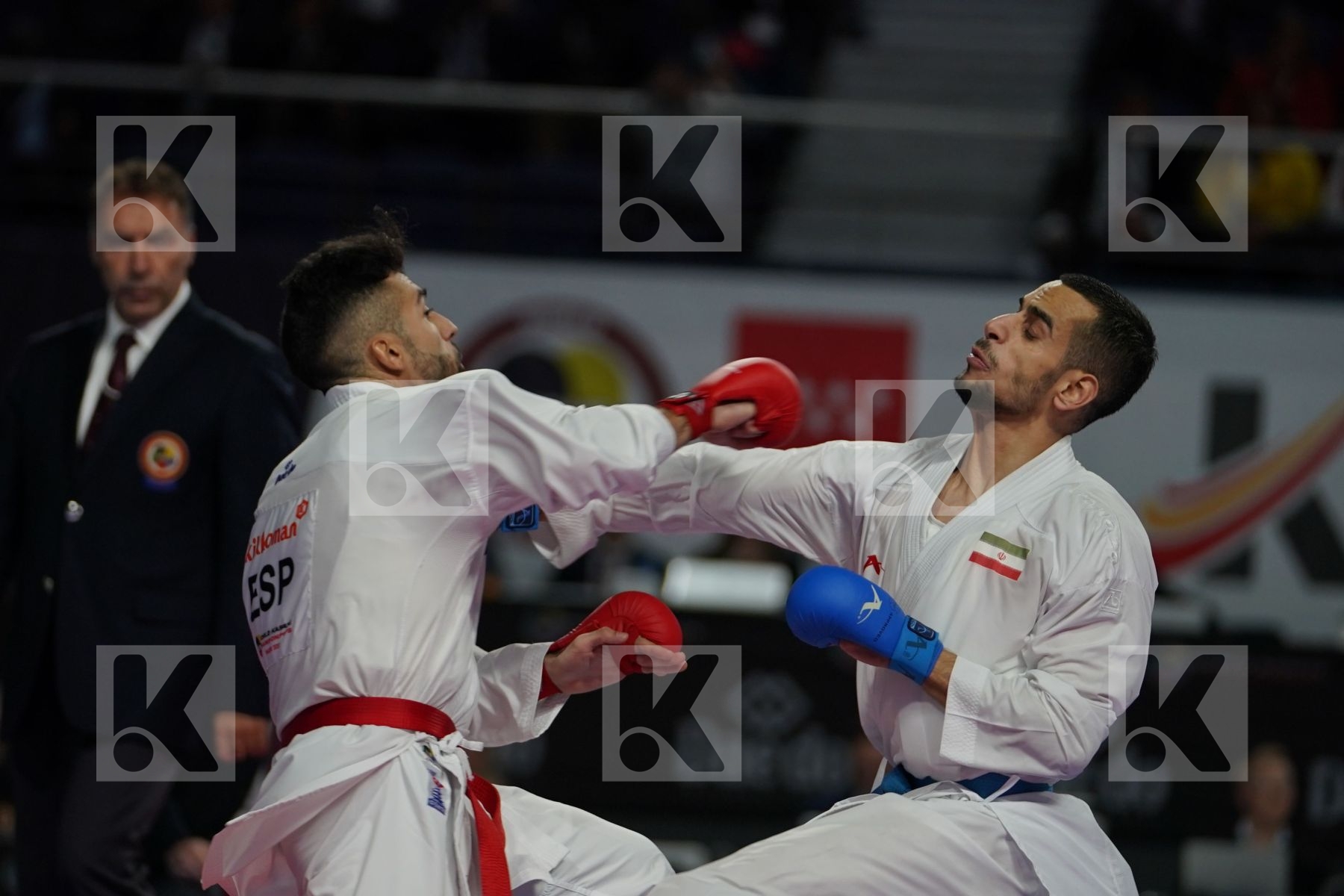 RAUL CUERVA MORA (SPAIN) vs HAMOON DERAFSHIPOUR (ISLAMIC REPUBLIC OF IRAN) in Senior Kumite -67 Kg - Bronze bout