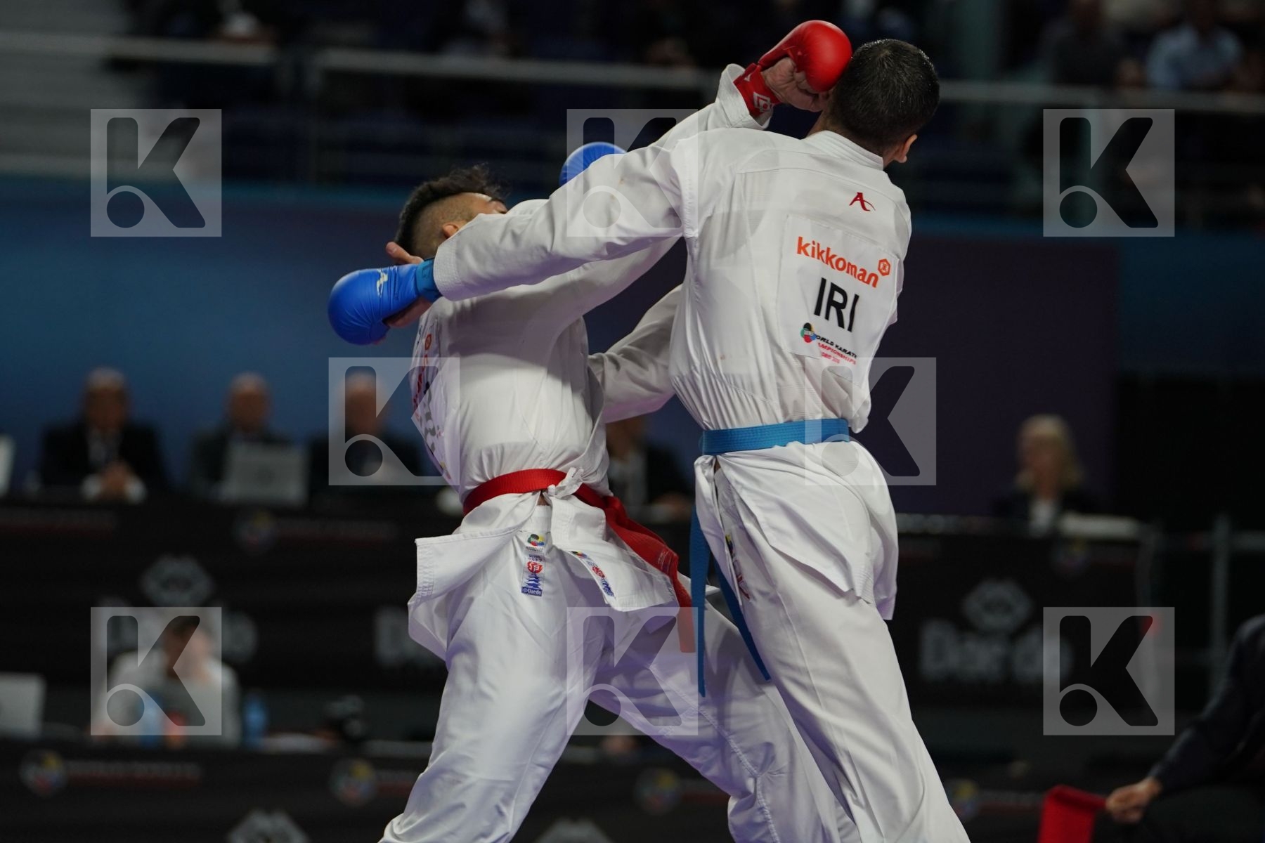 RAUL CUERVA MORA (SPAIN) vs HAMOON DERAFSHIPOUR (ISLAMIC REPUBLIC OF IRAN) in Senior Kumite -67 Kg - Bronze bout