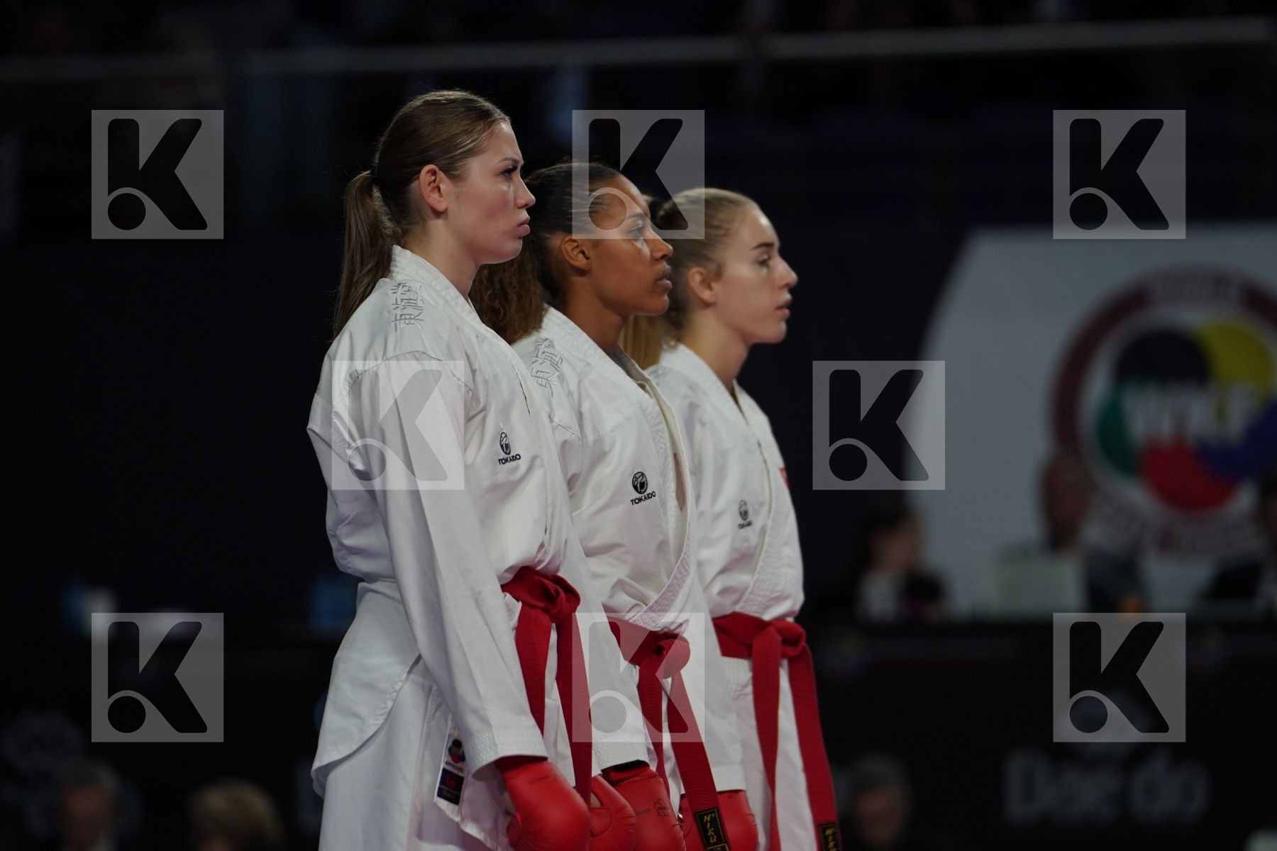 Switzerland (BRUEDERLIN, KORNFELD, QUIRICI, RADJENOVIC) vs EGYPT (ABDELAZIZ, ABOUEL_YAZED, AHMED, LOTFY) in Senior Team Female Kata - Bronze bout