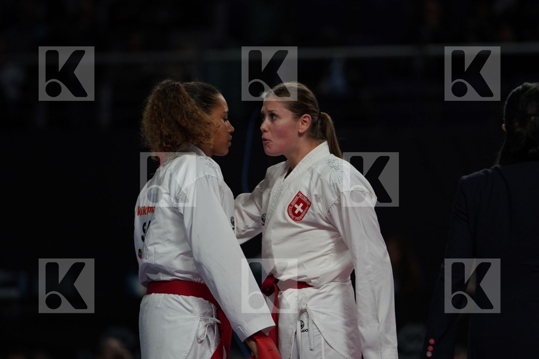 Switzerland (BRUEDERLIN, KORNFELD, QUIRICI, RADJENOVIC) vs EGYPT (ABDELAZIZ, ABOUEL_YAZED, AHMED, LOTFY) in Senior Team Female Kata - Bronze bout
