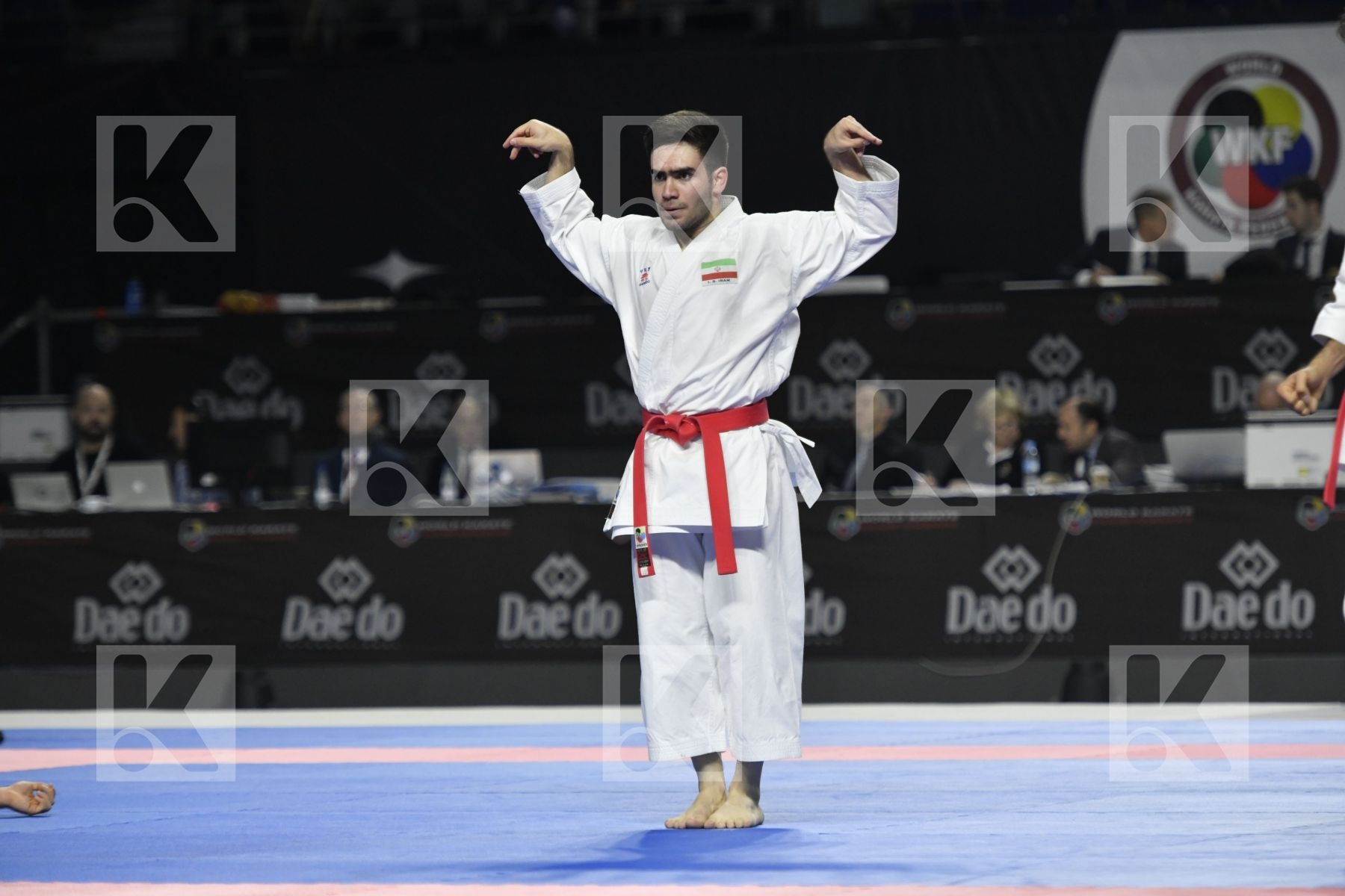 IRAN (DELIKHOUN, SHAHRJERDI, ZAND) vs TURKEY (DURAN, GOKTAS, SOFUOGLU) in Senior Team Male Kata - Bronze bout