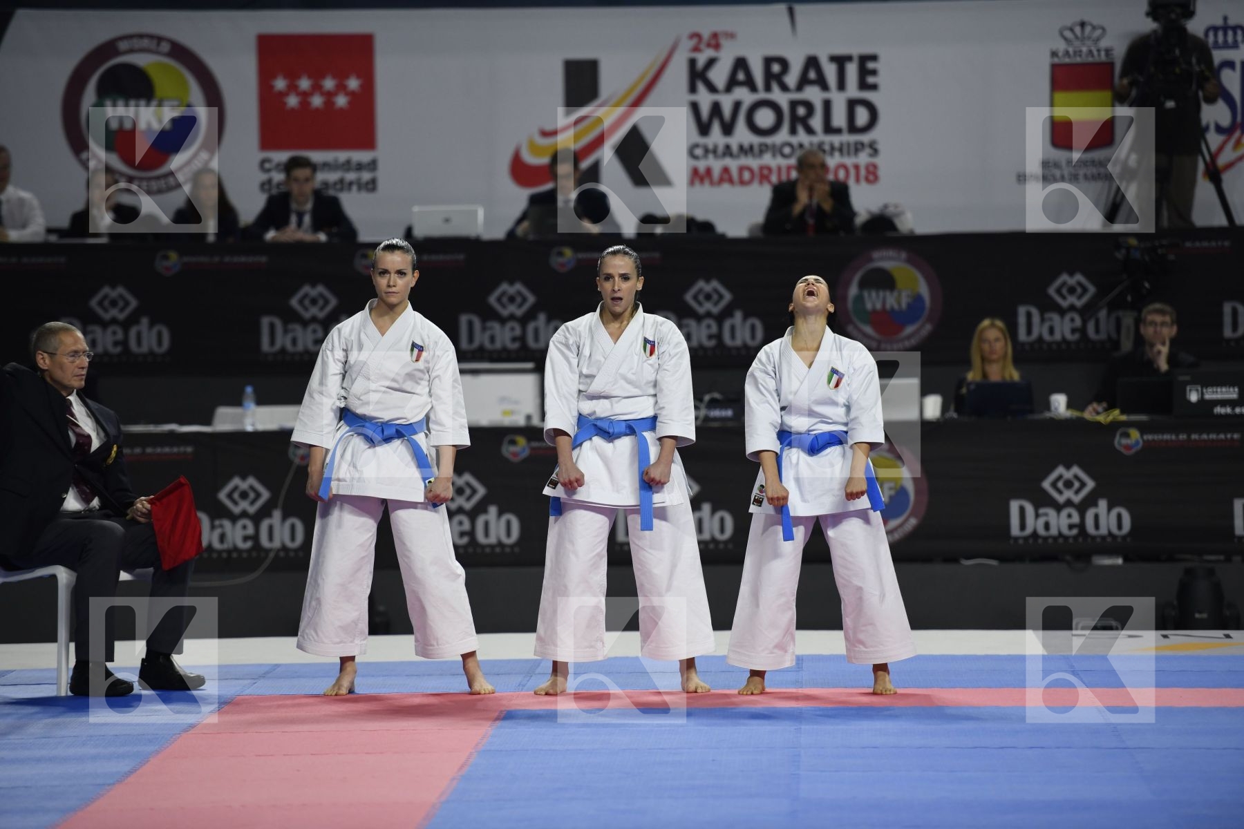 SERBIA (DJURDJEVIC, MATICKI, PIPERIN) vs ITALY (BATTAGLIA, D'ONOFRIO, PEZZETTI) in Senior Team Female Kata - Bronze bout