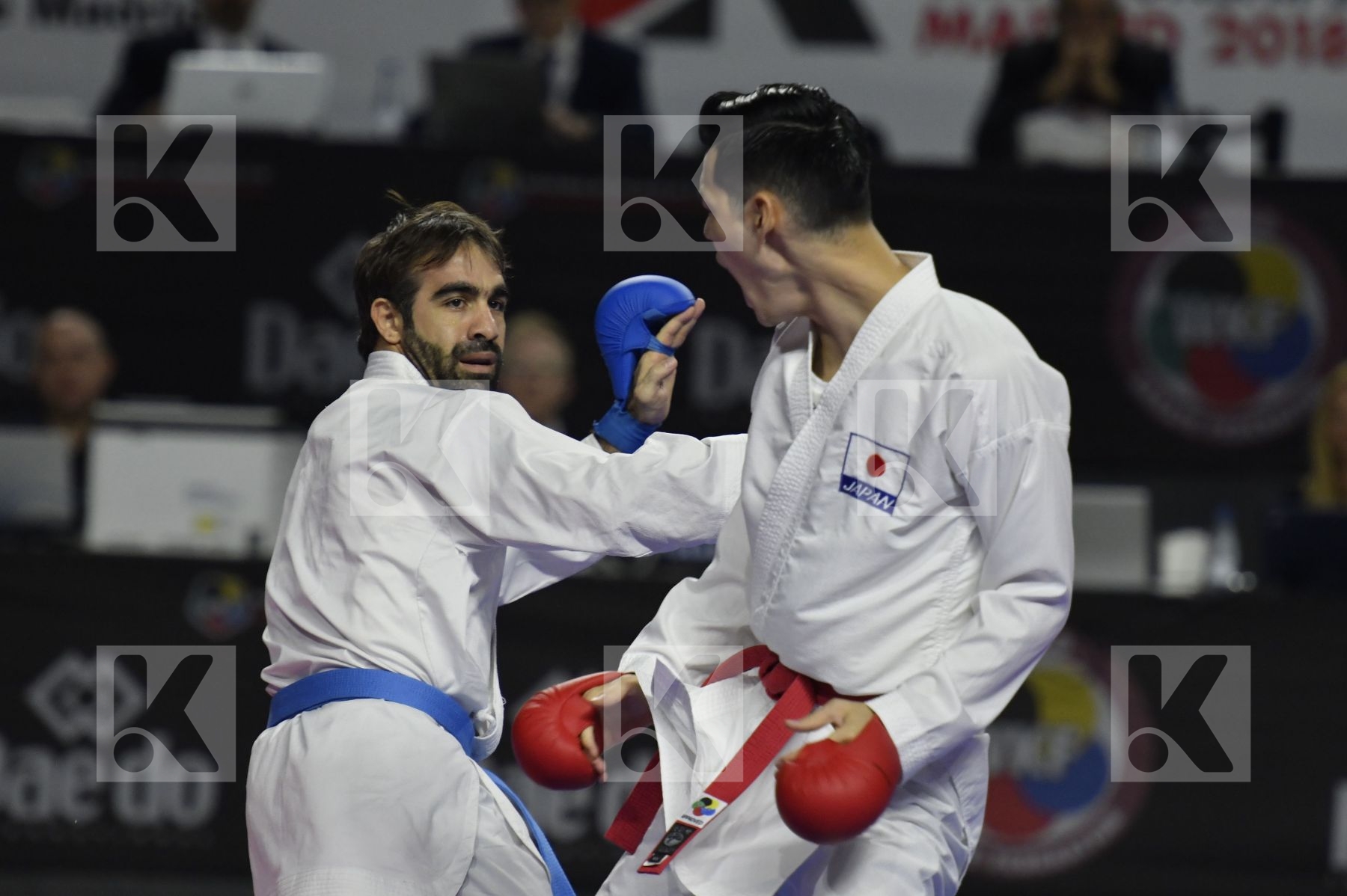 JAPAN (ANDO, ARAGA, KAGAWA, MORI, NISHIMURA, SAKIYAMA, SHIMADA) vs AZERBAIJAN (ABDULLAYEV, AGHALARZADE, AGHAYEV, ATAMOV, GURBANLI, HASANOV, HASANOV) in Senior Team Male Kumite - Bronze bout