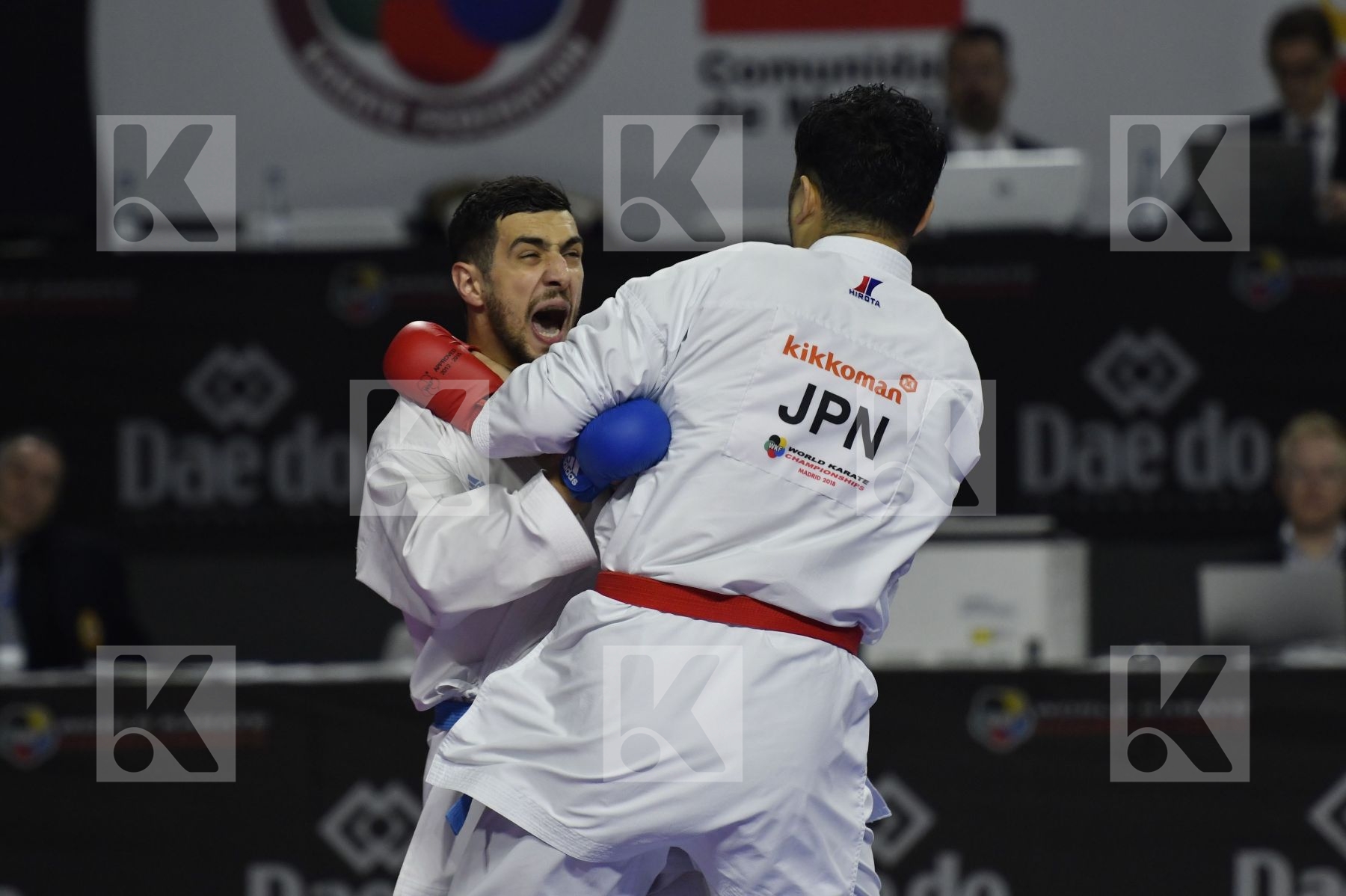 JAPAN (ANDO, ARAGA, KAGAWA, MORI, NISHIMURA, SAKIYAMA, SHIMADA) vs AZERBAIJAN (ABDULLAYEV, AGHALARZADE, AGHAYEV, ATAMOV, GURBANLI, HASANOV, HASANOV) in Senior Team Male Kumite - Bronze bout