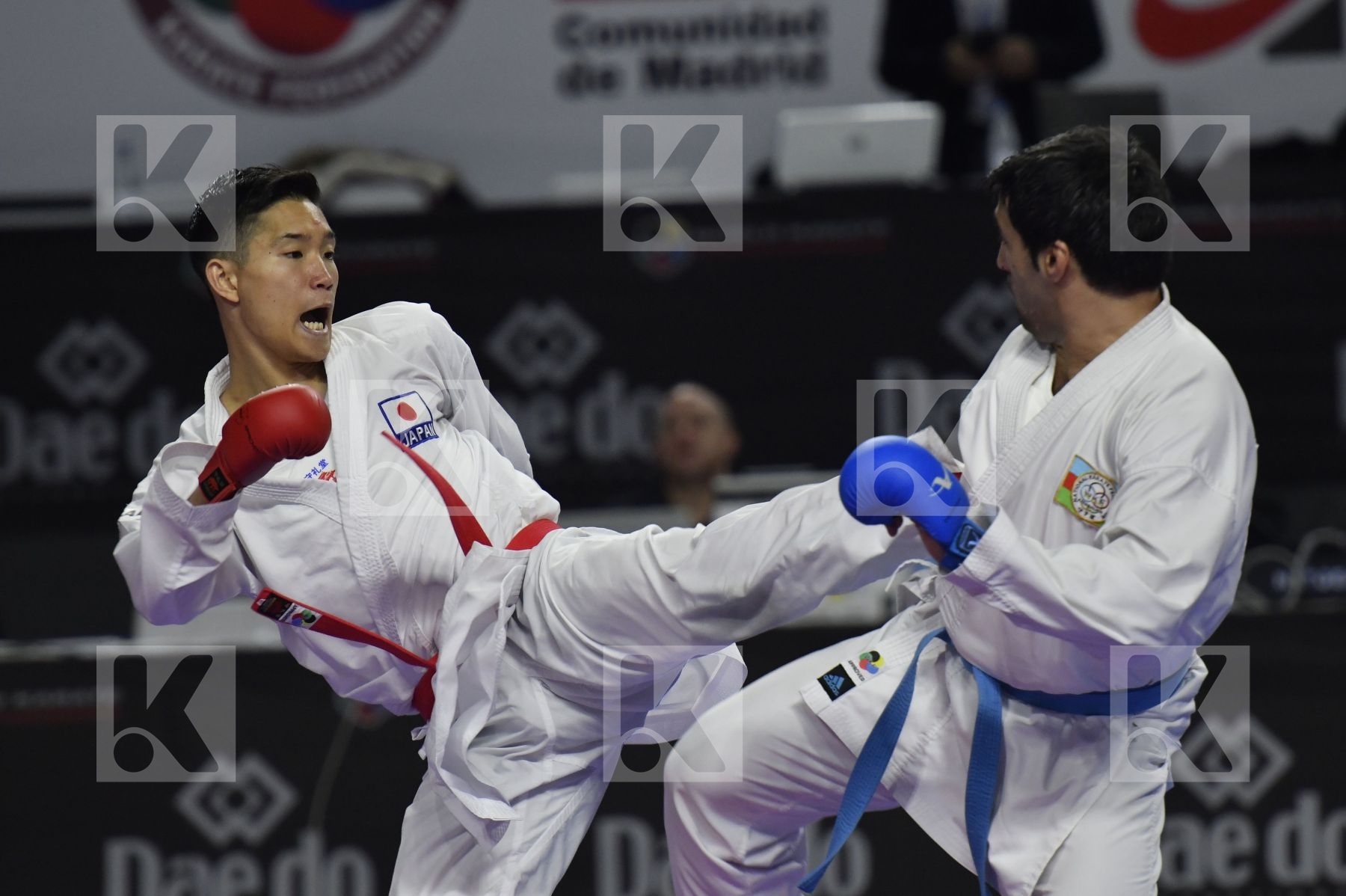 JAPAN (ANDO, ARAGA, KAGAWA, MORI, NISHIMURA, SAKIYAMA, SHIMADA) vs AZERBAIJAN (ABDULLAYEV, AGHALARZADE, AGHAYEV, ATAMOV, GURBANLI, HASANOV, HASANOV) in Senior Team Male Kumite - Bronze bout