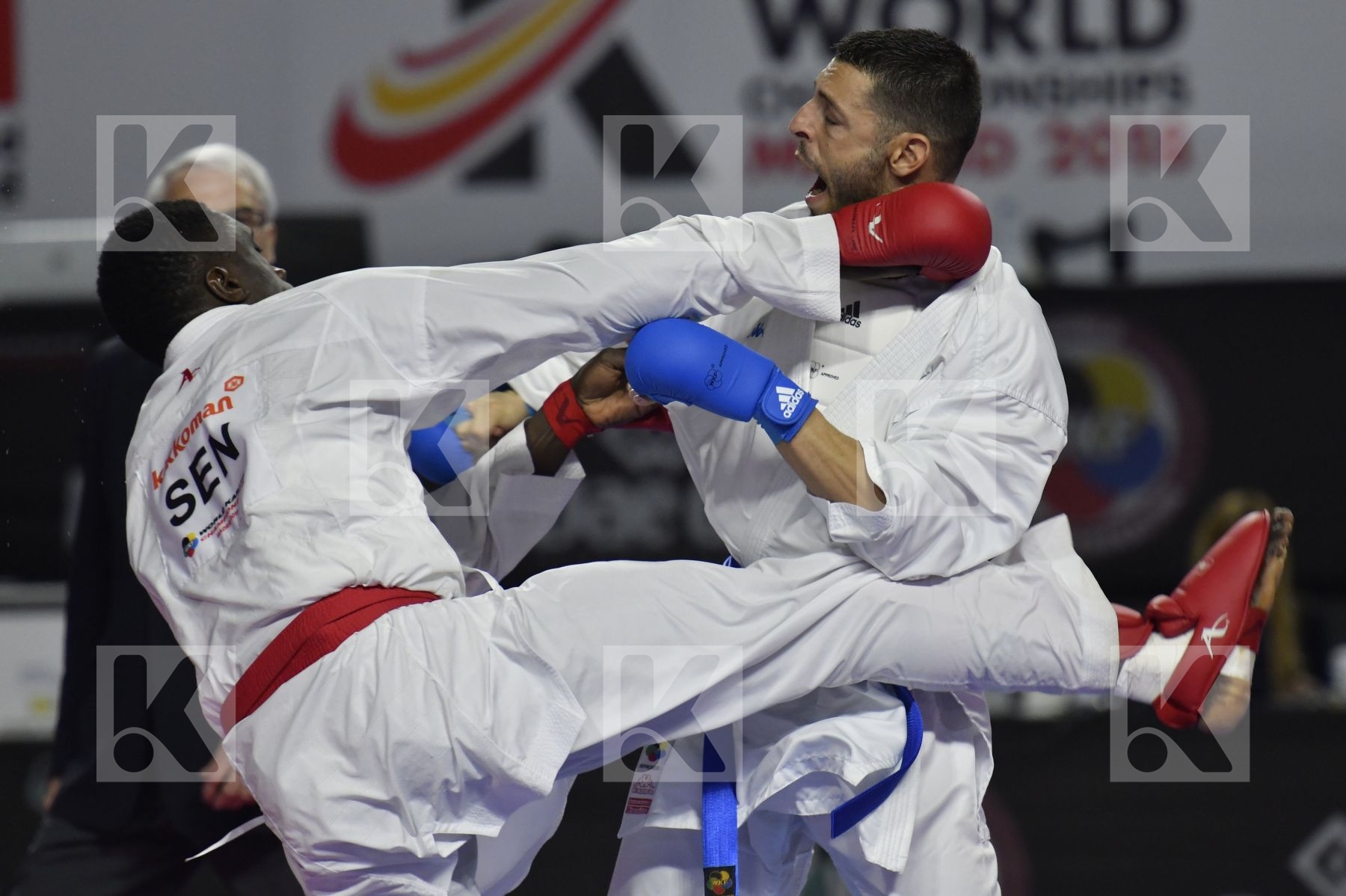 SENEGAL (CISSE, DIOP, GUEYE, MBAYE, NDOUR, SENE) vs ITALY (EL SHARABY, JENDOUBI, MAESTRI, MARESCA, MARINO, MARTINA, MINARDI) in Senior Team Male Kumite - Bronze bout