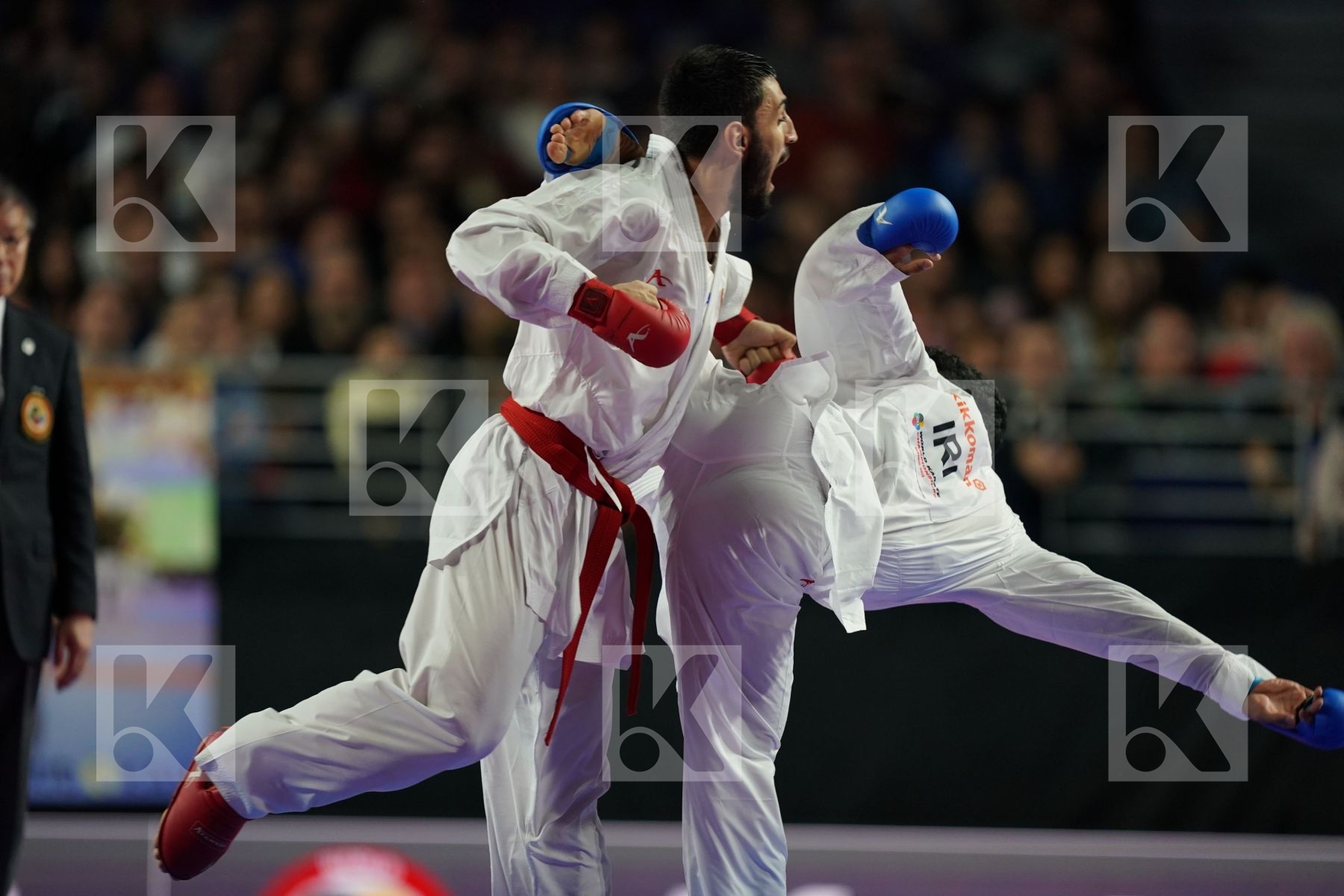 TURKEY (AKTAS, ELTEMUR, GOK, KAPTAN, OZER, UYGUR, YAMANOGLU) vs IRAN (ABAZARI, ASGARI GHONCHEH, ASIABARI, GANJZADEH, HEYDARI, KHODABAKHSHI, POORSHAB) in Senior Team Male Kumite - Final bout