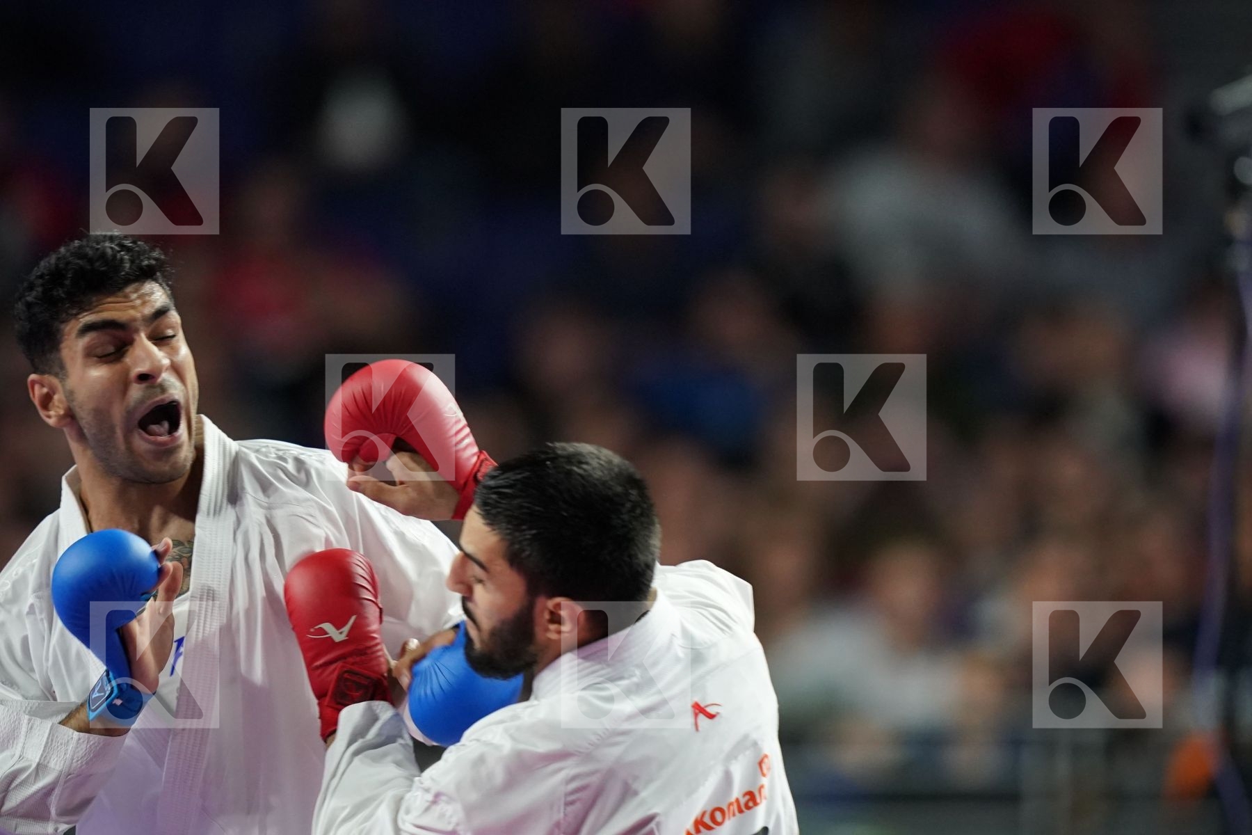TURKEY (AKTAS, ELTEMUR, GOK, KAPTAN, OZER, UYGUR, YAMANOGLU) vs IRAN (ABAZARI, ASGARI GHONCHEH, ASIABARI, GANJZADEH, HEYDARI, KHODABAKHSHI, POORSHAB) in Senior Team Male Kumite - Final bout
