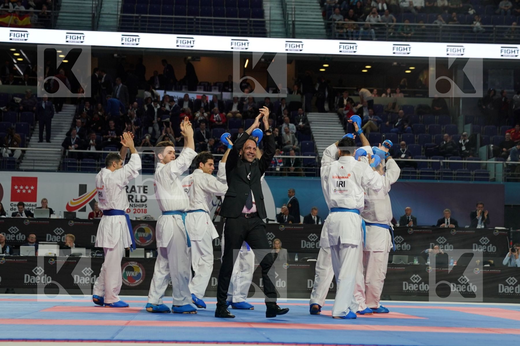 IRAN (ABAZARI, ASGARI GHONCHEH, ASIABARI, GANJZADEH, HEYDARI, KHODABAKHSHI, POORSHAB) in Senior Team Male Kumite - Final bout