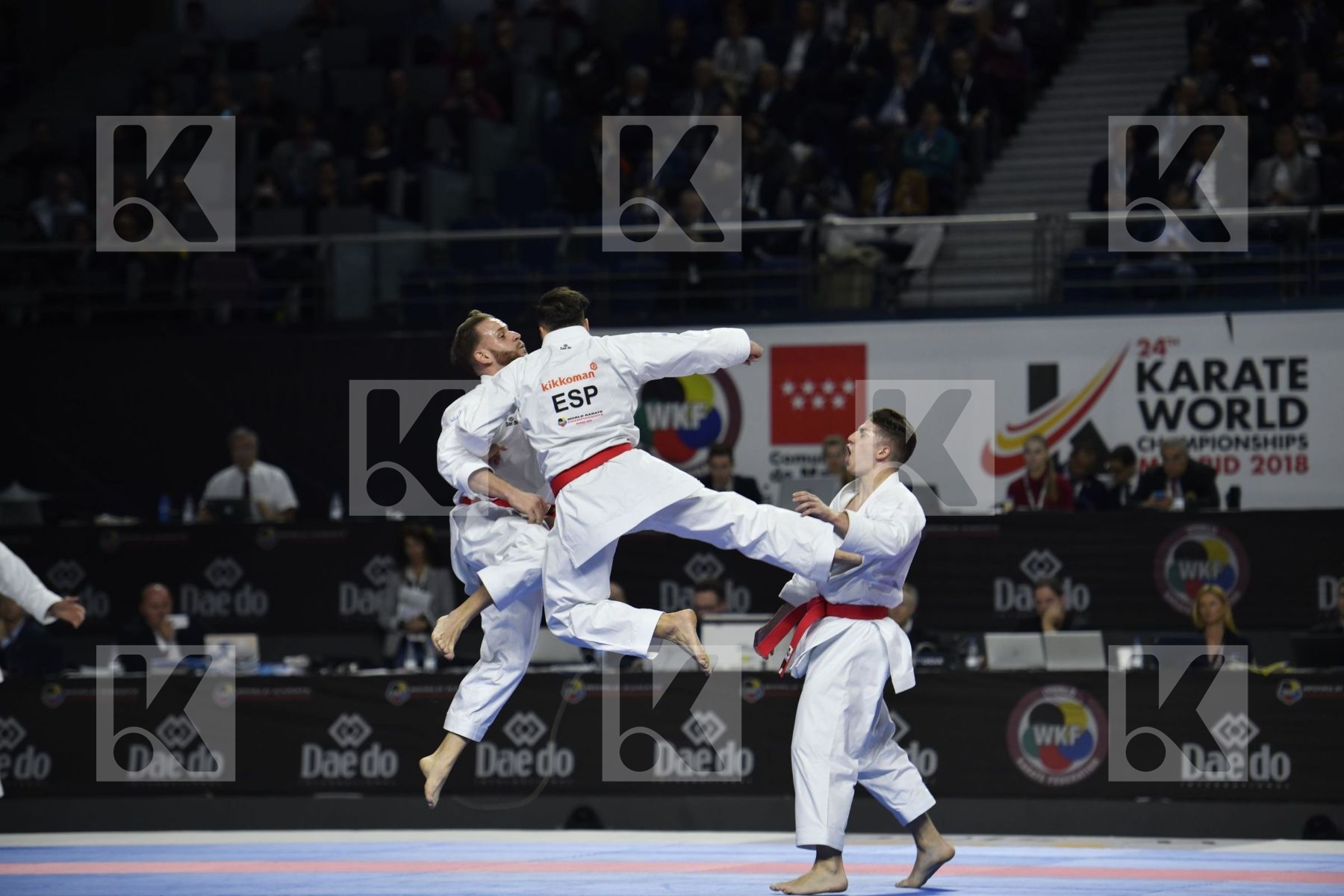 SPAIN (CARBONELL LOPEZ, GALAN LOPEZ, SALAZAR JOVER) vs JAPAN (KINJO, KIYUNA, UEMURA) in Senior Team Male Kata - Final bout