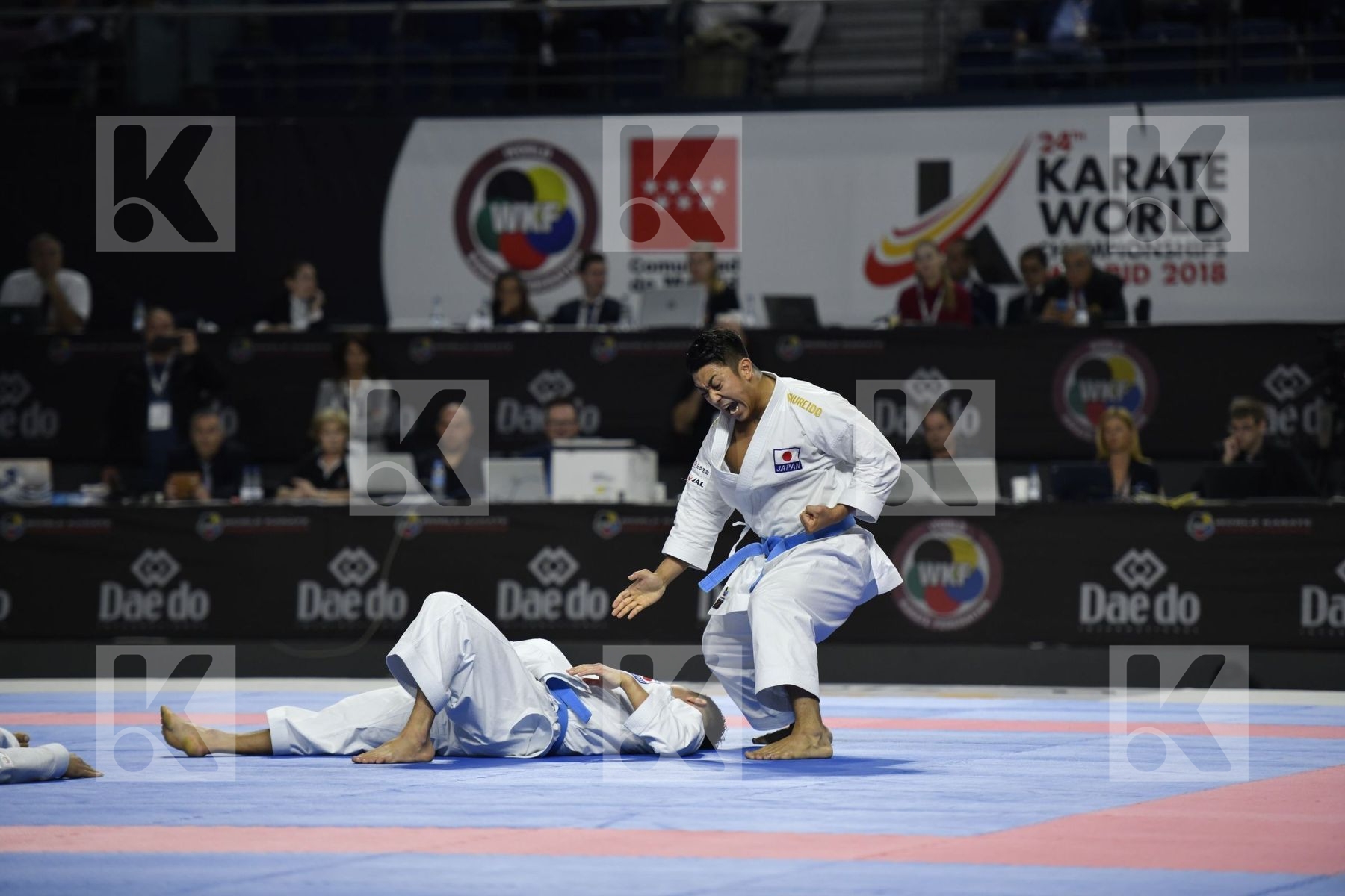 SPAIN (CARBONELL LOPEZ, GALAN LOPEZ, SALAZAR JOVER) vs JAPAN (KINJO, KIYUNA, UEMURA) in Senior Team Male Kata - Final bout