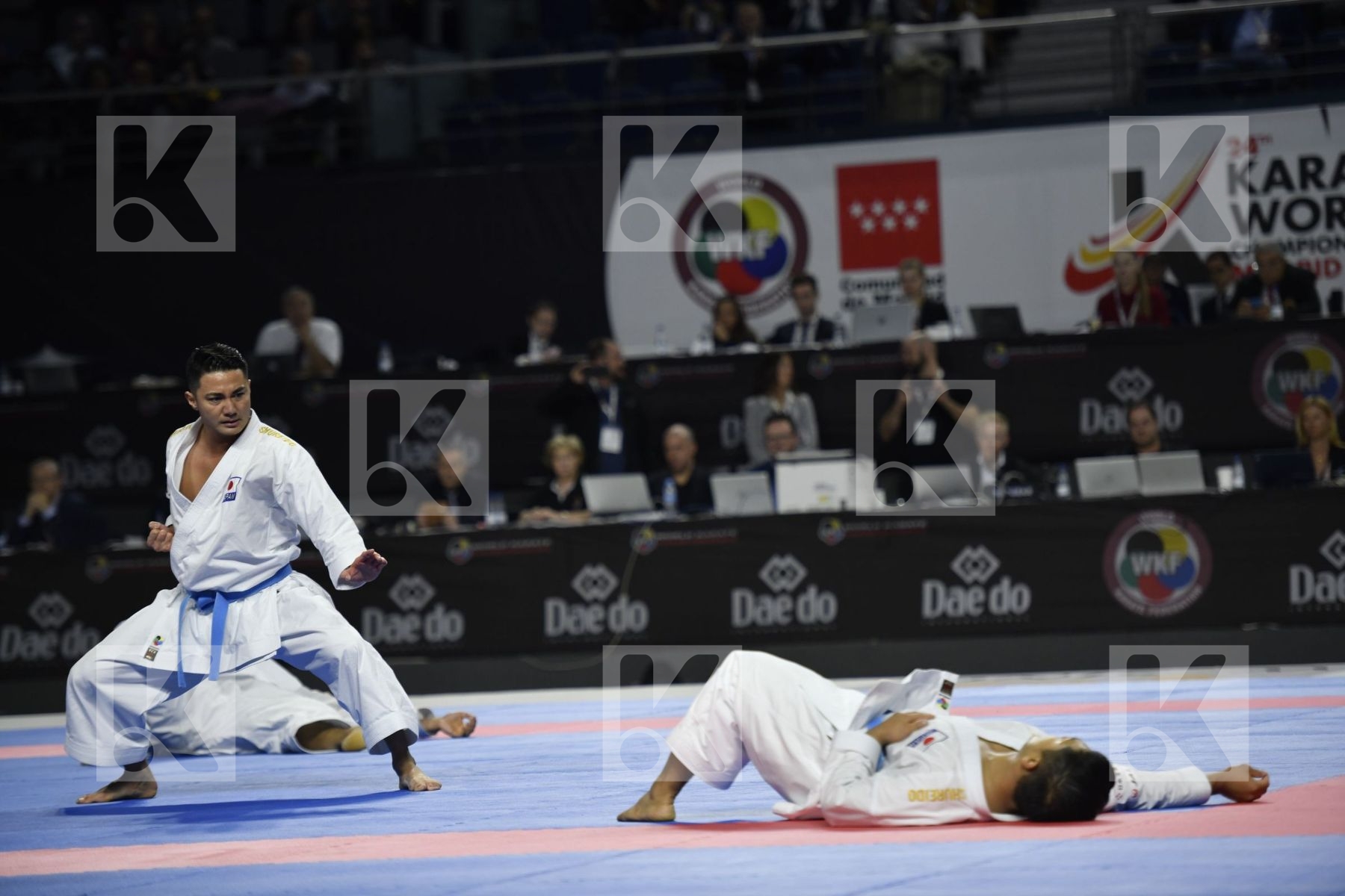 SPAIN (CARBONELL LOPEZ, GALAN LOPEZ, SALAZAR JOVER) vs JAPAN (KINJO, KIYUNA, UEMURA) in Senior Team Male Kata - Final bout