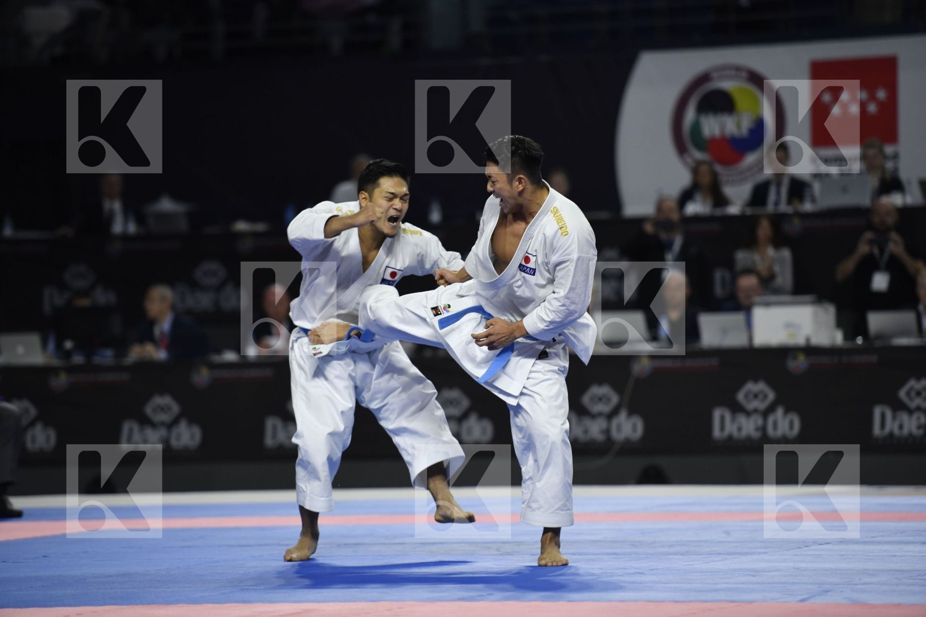 SPAIN (CARBONELL LOPEZ, GALAN LOPEZ, SALAZAR JOVER) vs JAPAN (KINJO, KIYUNA, UEMURA) in Senior Team Male Kata - Final bout