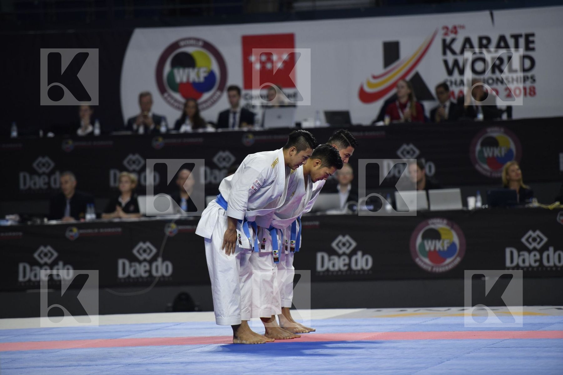 SPAIN (CARBONELL LOPEZ, GALAN LOPEZ, SALAZAR JOVER) vs JAPAN (KINJO, KIYUNA, UEMURA) in Senior Team Male Kata - Final bout