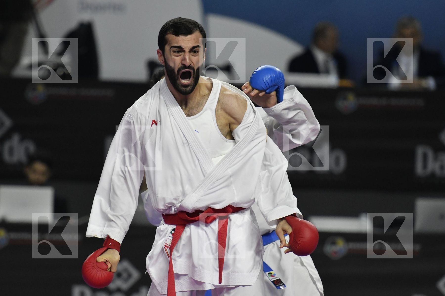 TURKEY (AKTAS, ELTEMUR, GOK, KAPTAN, OZER, UYGUR, YAMANOGLU) vs IRAN (ABAZARI, ASGARI GHONCHEH, ASIABARI, GANJZADEH, HEYDARI, KHODABAKHSHI, POORSHAB) in Senior Team Male Kumite - Final bout