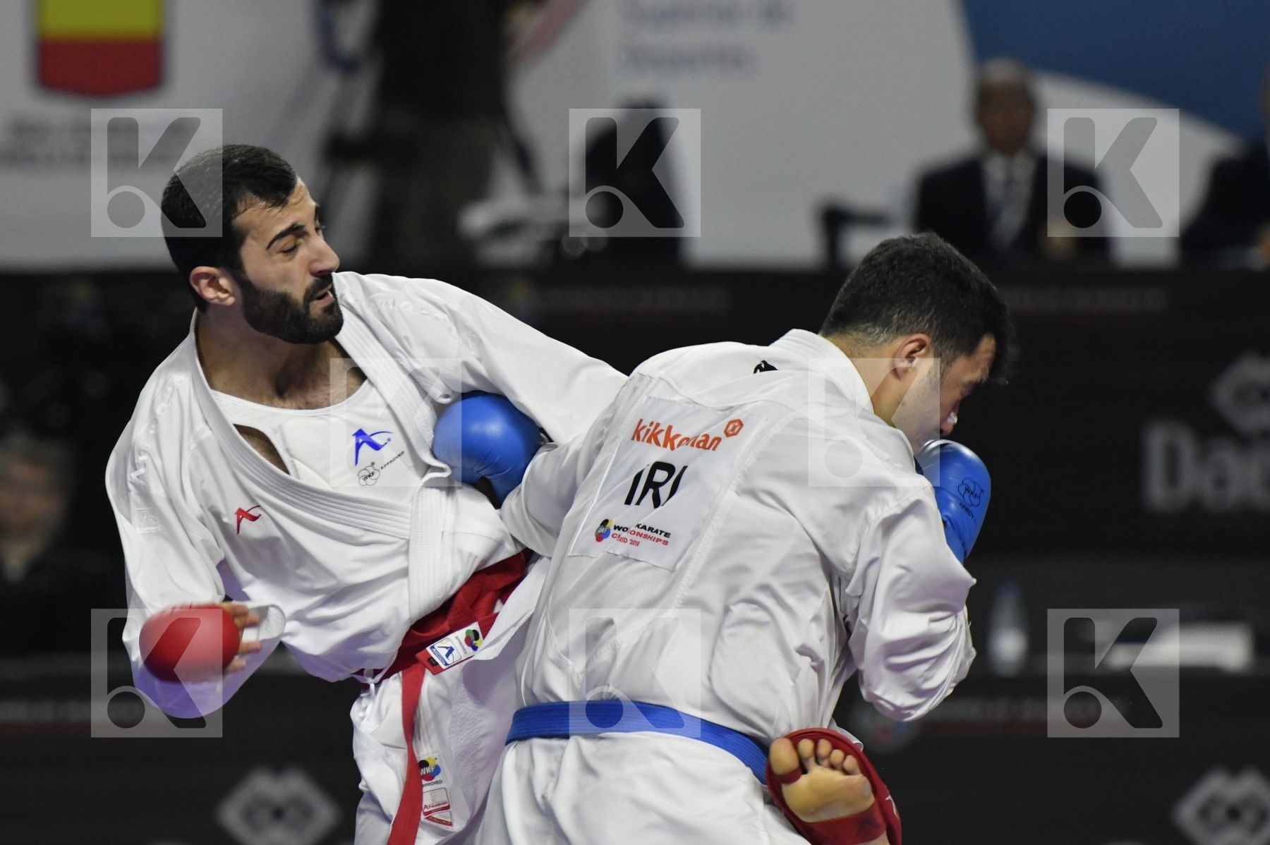 TURKEY (AKTAS, ELTEMUR, GOK, KAPTAN, OZER, UYGUR, YAMANOGLU) vs IRAN (ABAZARI, ASGARI GHONCHEH, ASIABARI, GANJZADEH, HEYDARI, KHODABAKHSHI, POORSHAB) in Senior Team Male Kumite - Final bout
