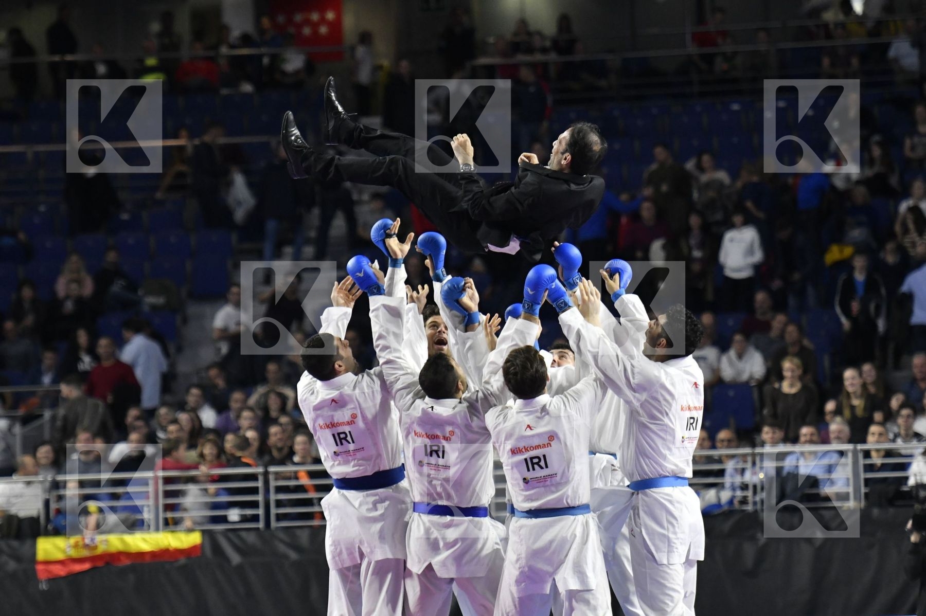 TURKEY (AKTAS, ELTEMUR, GOK, KAPTAN, OZER, UYGUR, YAMANOGLU) vs IRAN (ABAZARI, ASGARI GHONCHEH, ASIABARI, GANJZADEH, HEYDARI, KHODABAKHSHI, POORSHAB) in Senior Team Male Kumite - Final bout
