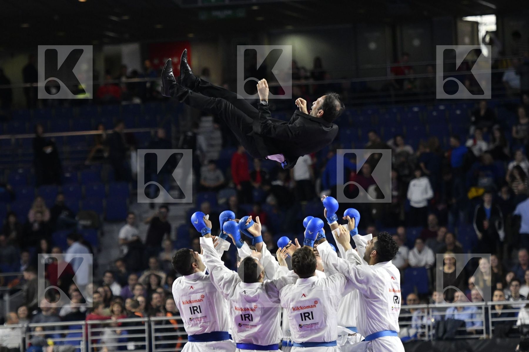 TURKEY (AKTAS, ELTEMUR, GOK, KAPTAN, OZER, UYGUR, YAMANOGLU) vs IRAN (ABAZARI, ASGARI GHONCHEH, ASIABARI, GANJZADEH, HEYDARI, KHODABAKHSHI, POORSHAB) in Senior Team Male Kumite - Final bout