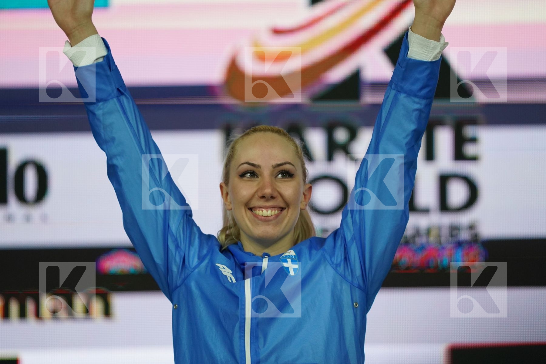 ELENI CHATZILIADOU (GREECE) in Senior Kumite 68+ Kg - Podium ceremony