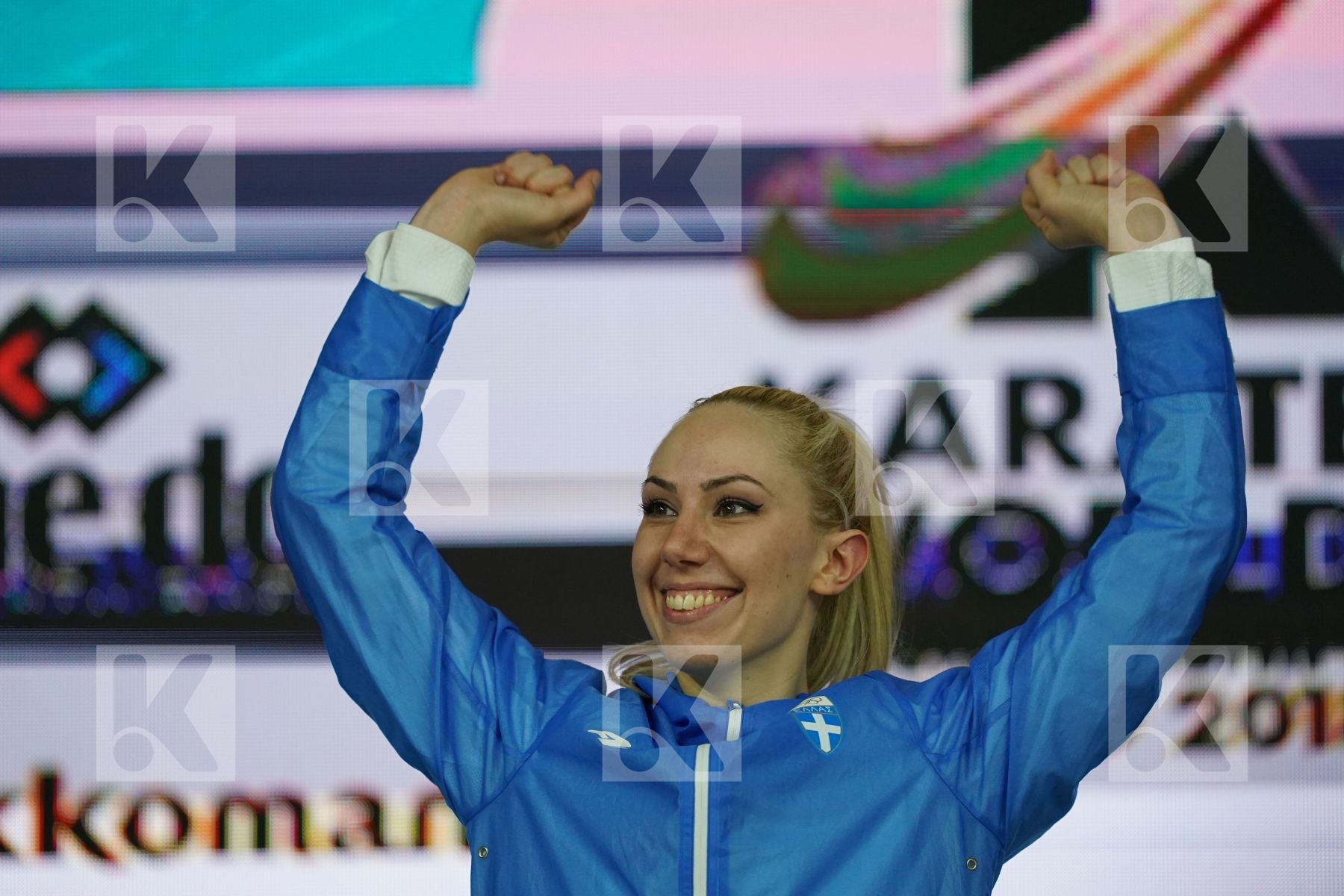 ELENI CHATZILIADOU (GREECE) in Senior Kumite 68+ Kg - Podium ceremony