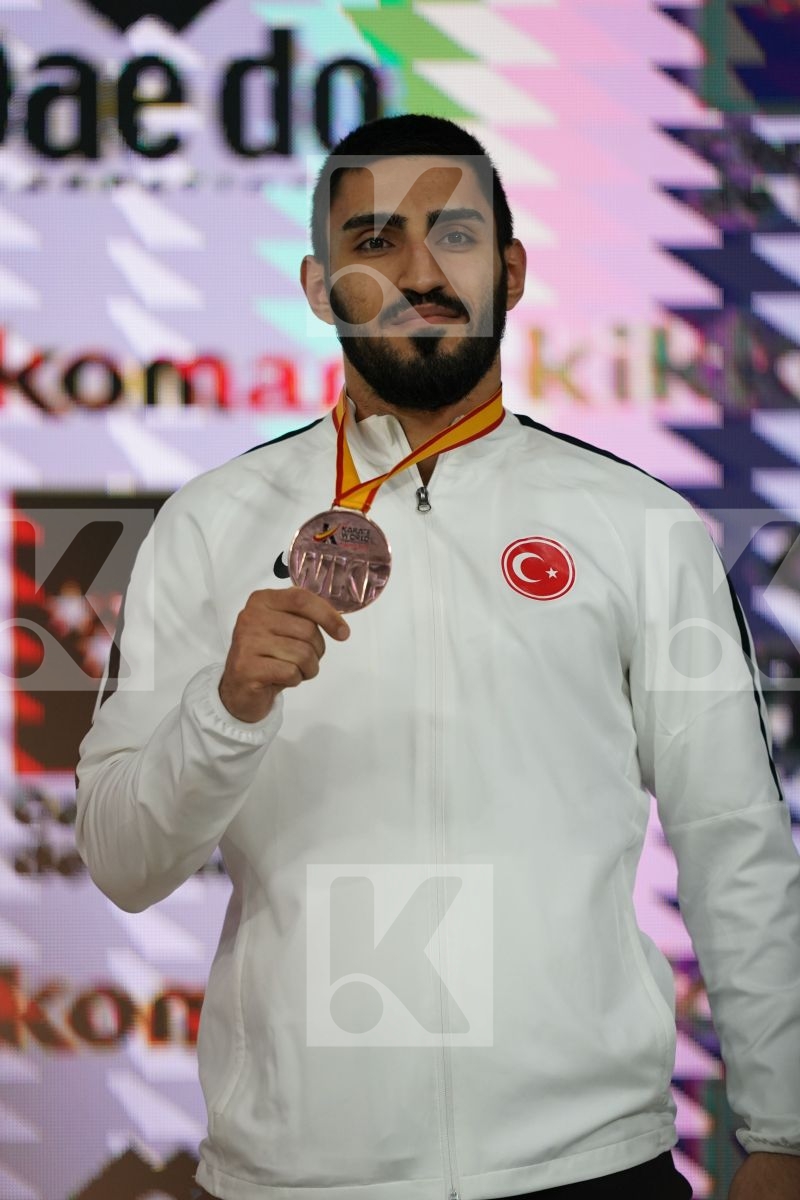 BABACAR SECK SAKHO (SPAIN) in Senior Kumite 84+ Kg - Podium ceremony