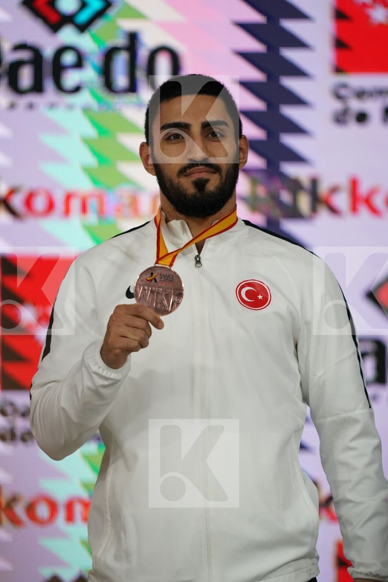 BABACAR SECK SAKHO (SPAIN) in Senior Kumite 84+ Kg - Podium ceremony