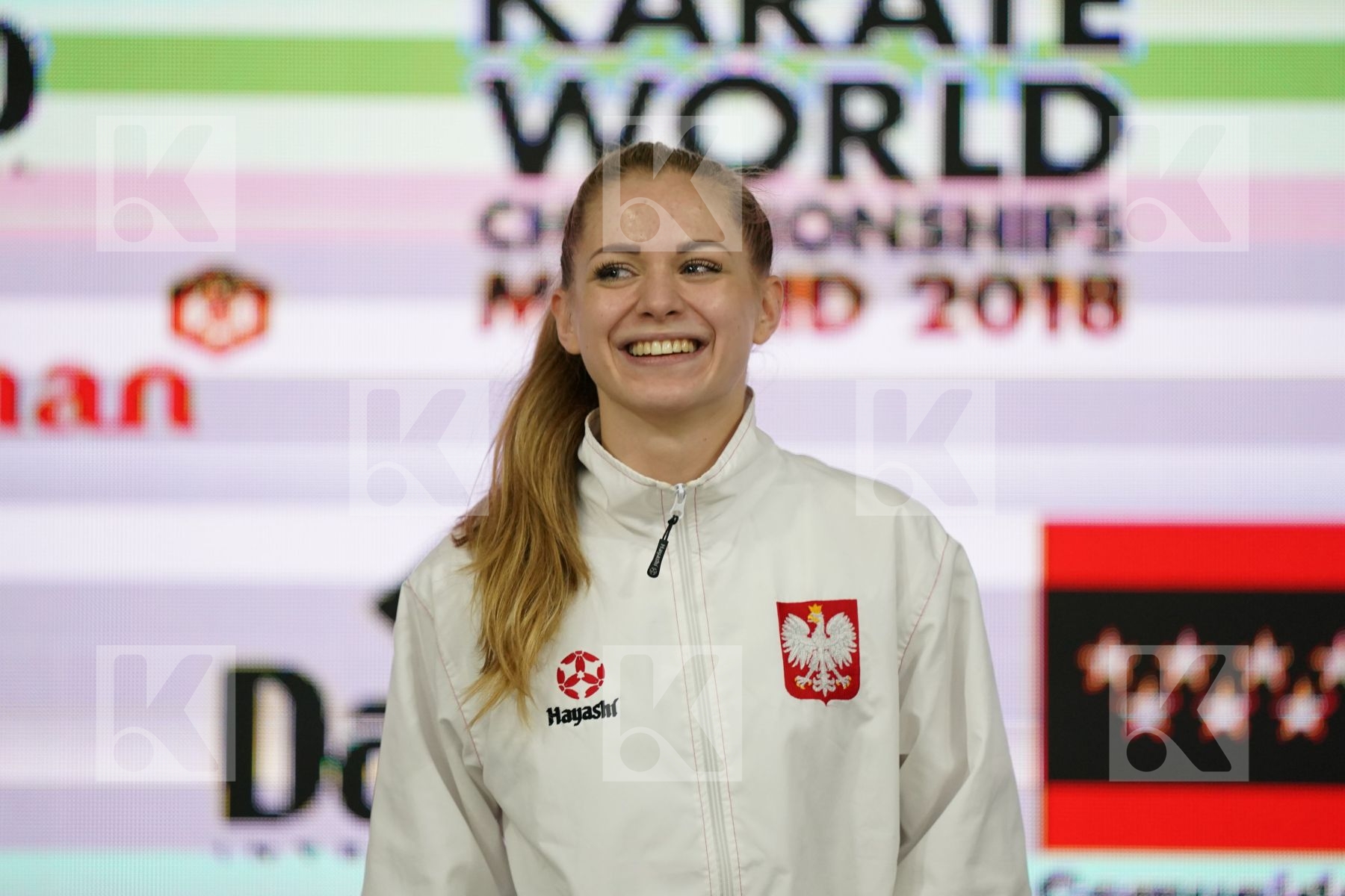 DOROTA BANASZCZYK (POLAND) in Senior Kumite -55 Kg - Podium ceremony