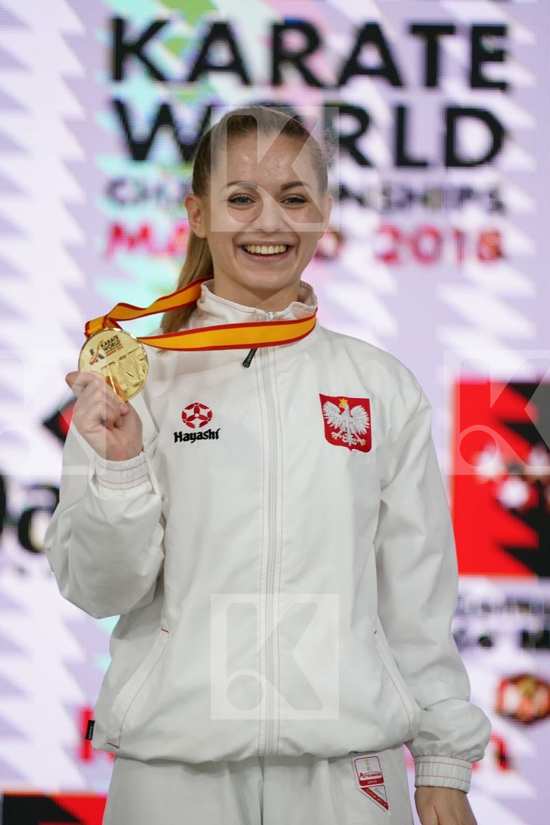 DOROTA BANASZCZYK (POLAND) in Senior Kumite -55 Kg - Podium ceremony