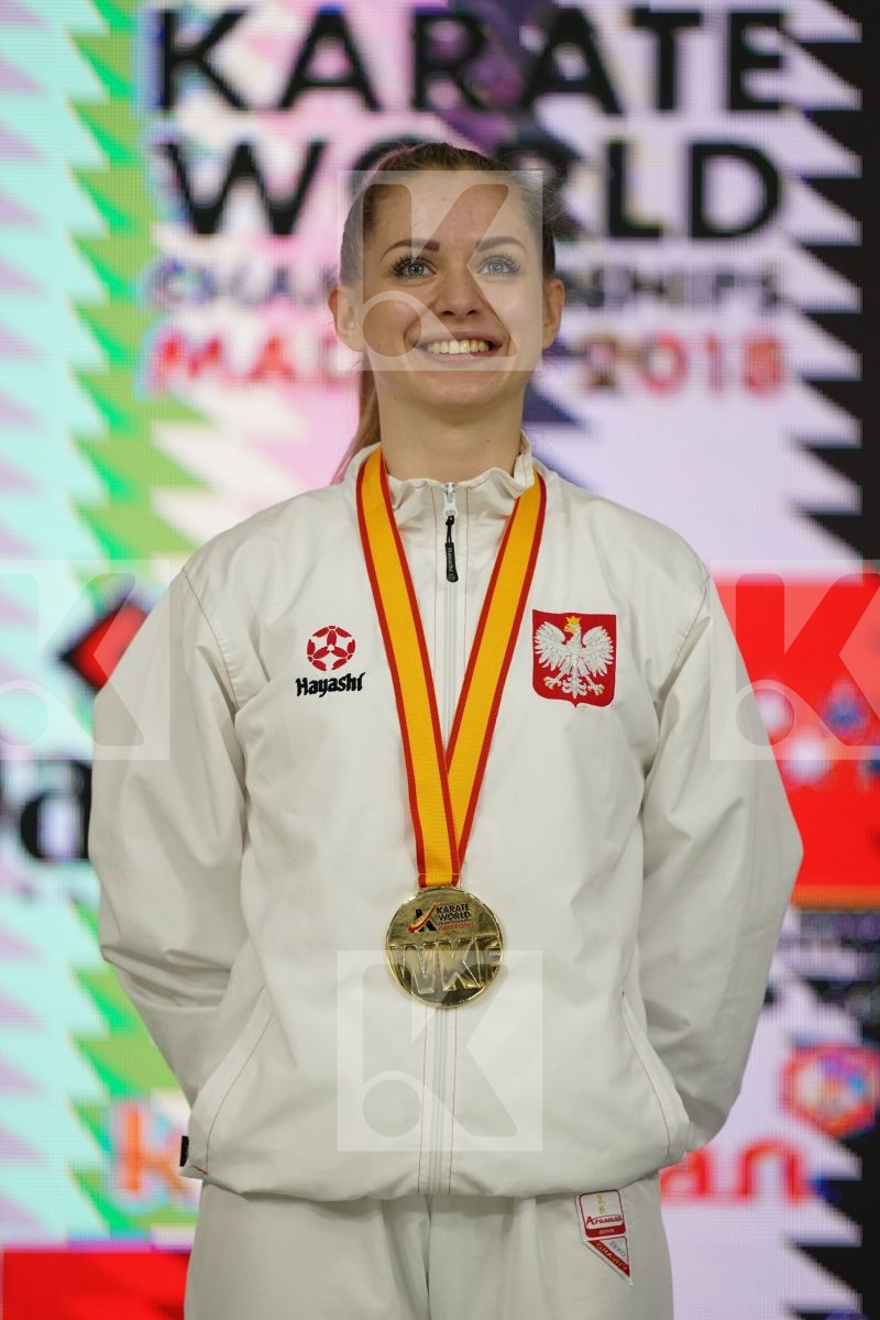 DOROTA BANASZCZYK (POLAND) in Senior Kumite -55 Kg - Podium ceremony