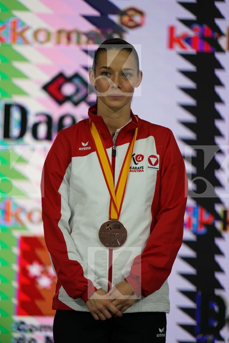 BETTINA PLANK (AUSTRIA) in Senior Kumite -50 Kg - Podium ceremony