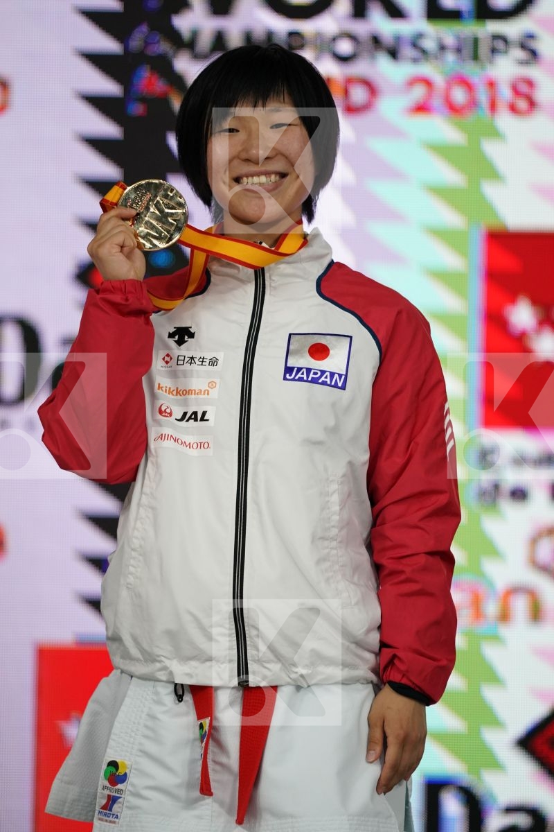 MIHO MIYAHARA (JAPAN) in Senior Kumite -50 Kg - Podium ceremony