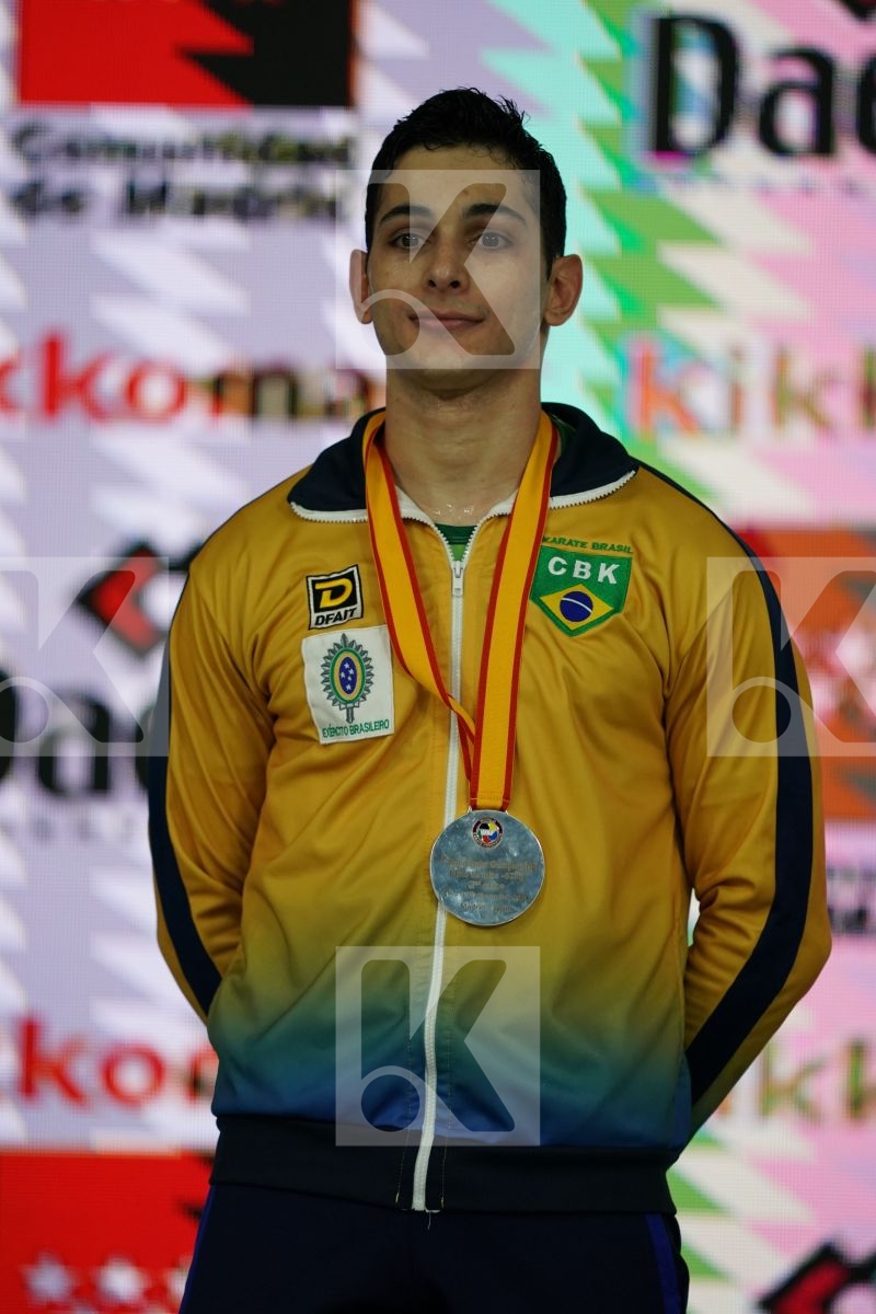 VINICIUS FIGUEIRA (BRAZIL) in Senior Kumite -67 Kg - Podium ceremony