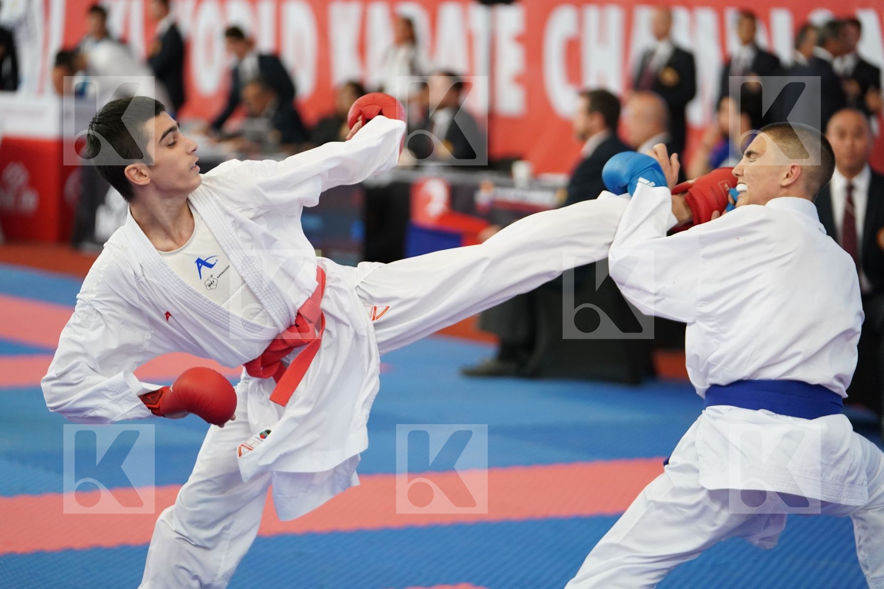 AKHMEDOV AKHMED (RUSSIAN FEDERATION) vs KOSTOV BOJAN (NORTH MACEDONIA) in Cadet Kumite Male -52 Kg - Bronze bout