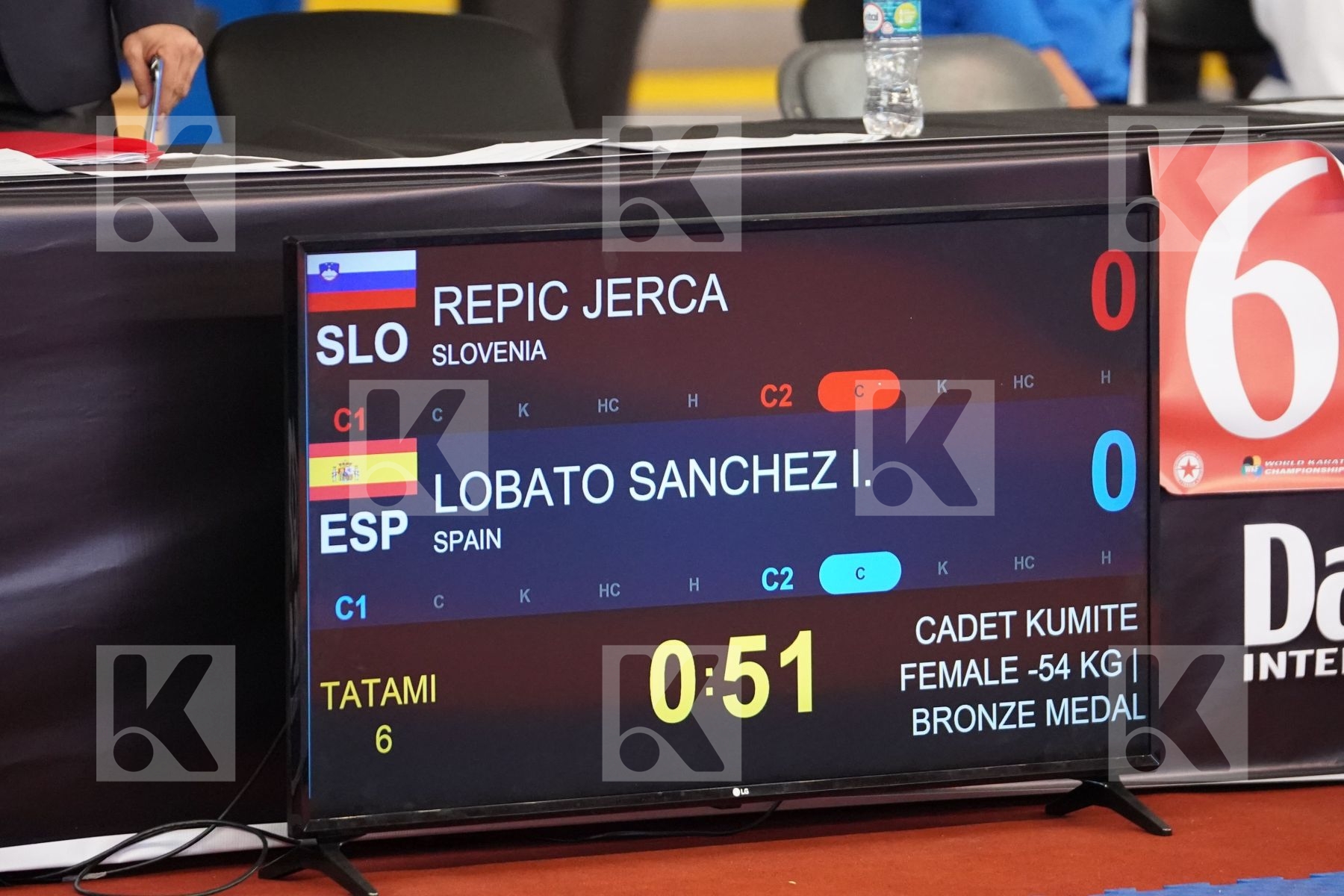 REPIC JERCA (SLOVENIA) vs LOBATO SANCHEZ IONA (SPAIN) in Cadet Kumite Female -54 Kg - Bronze bout