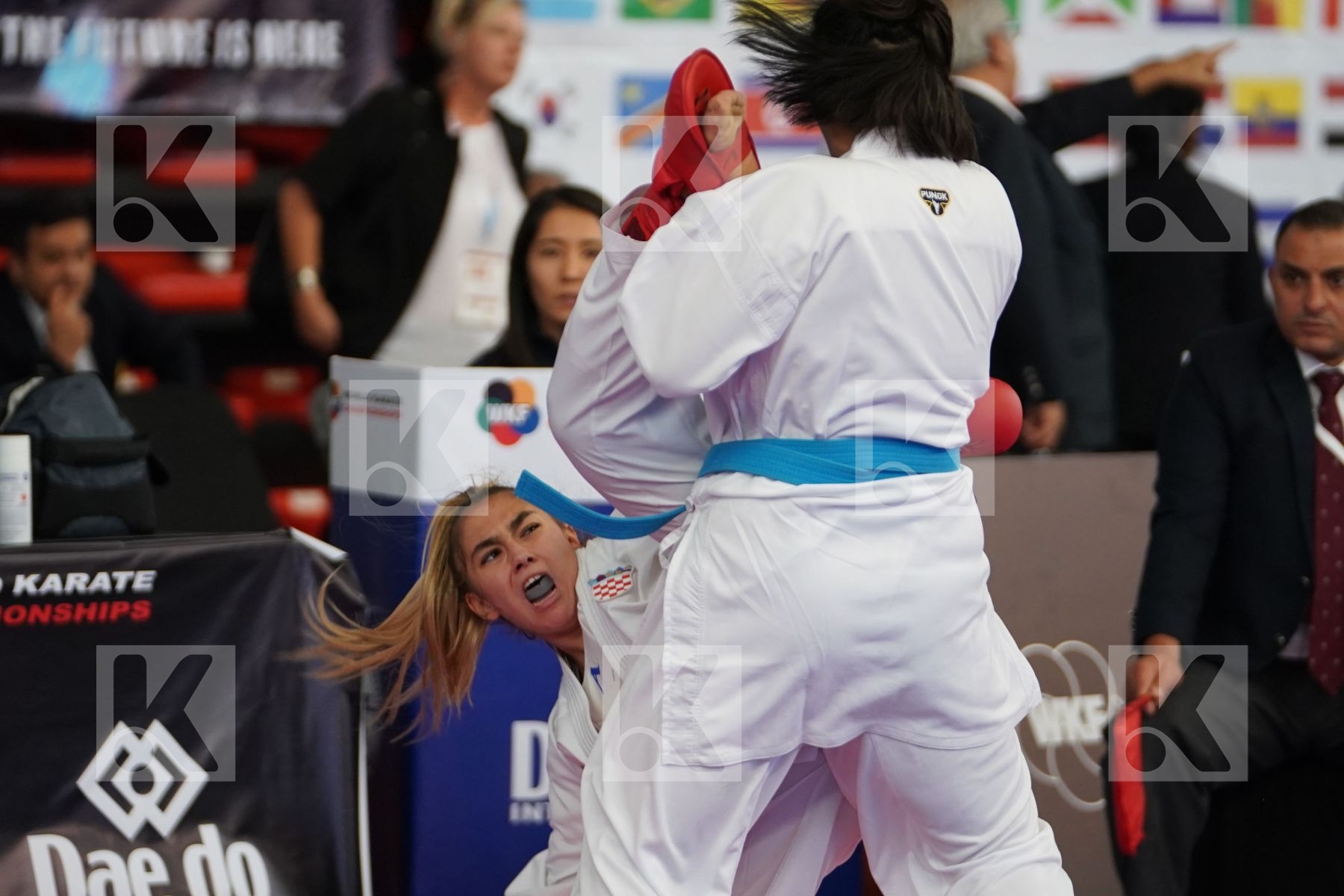 LISAC LAURA (CROATIA) vs VENERA ZHAXYBAYEVA (KAZAKHSTAN) in Cadet Kumite Female 54+ Kg - Bronze bout