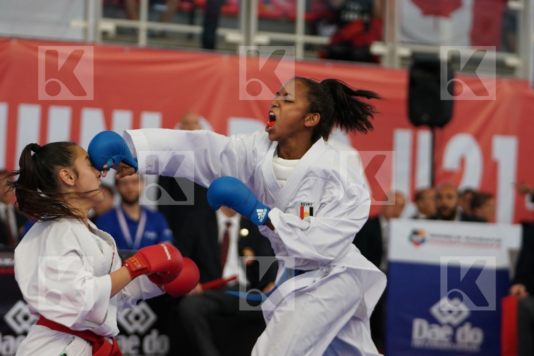 OZDEMIR MUSERREF (TURKEY) vs SOROUR FATMA (EGYPT) in Cadet Kumite Female -47 Kg - Podium ceremony
