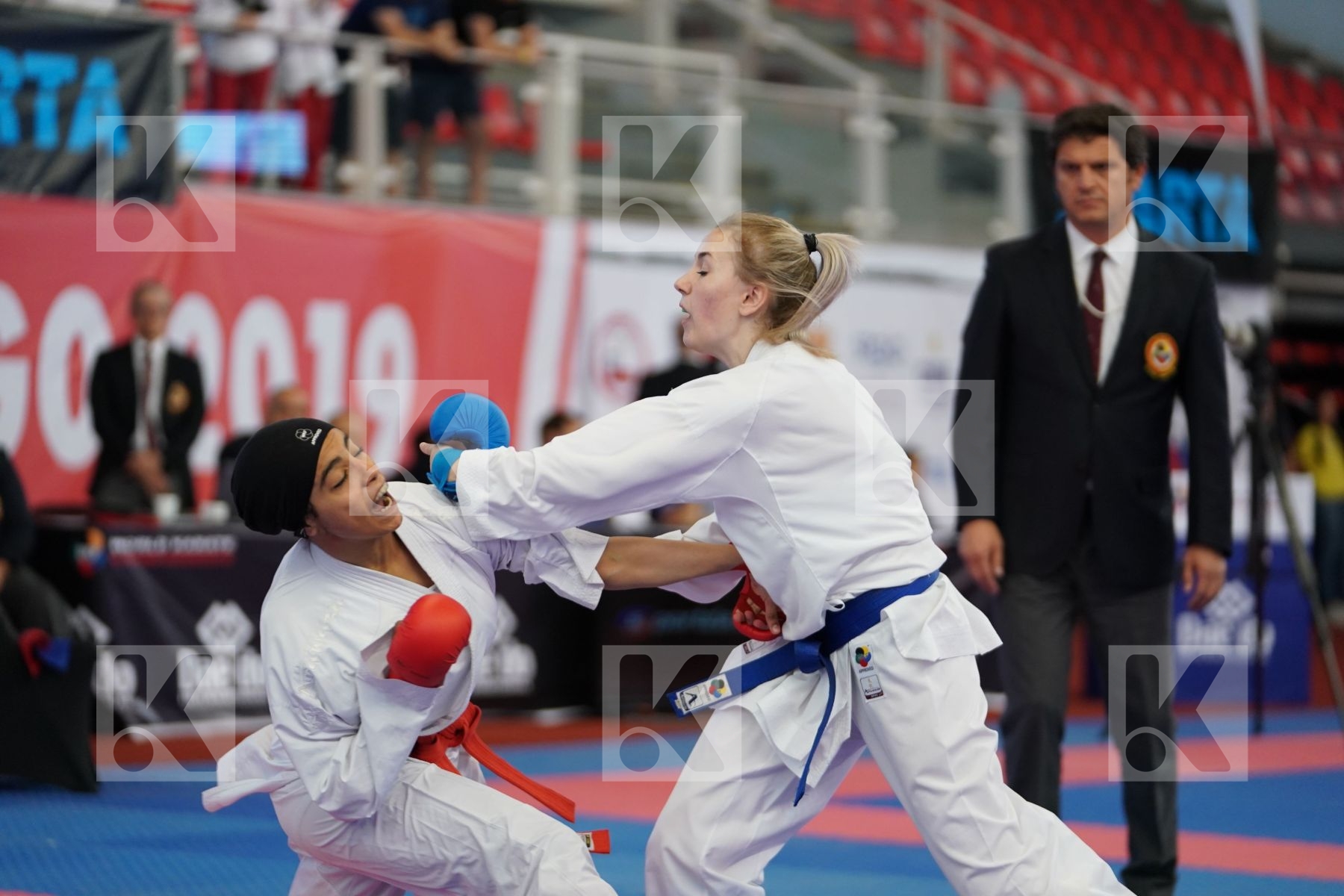 HASSAN BASMALA (EGYPT) vs VLASAKOVA ADELA (SLOVAKIA) in Cadet Kumite Female -54 Kg - Podium ceremony