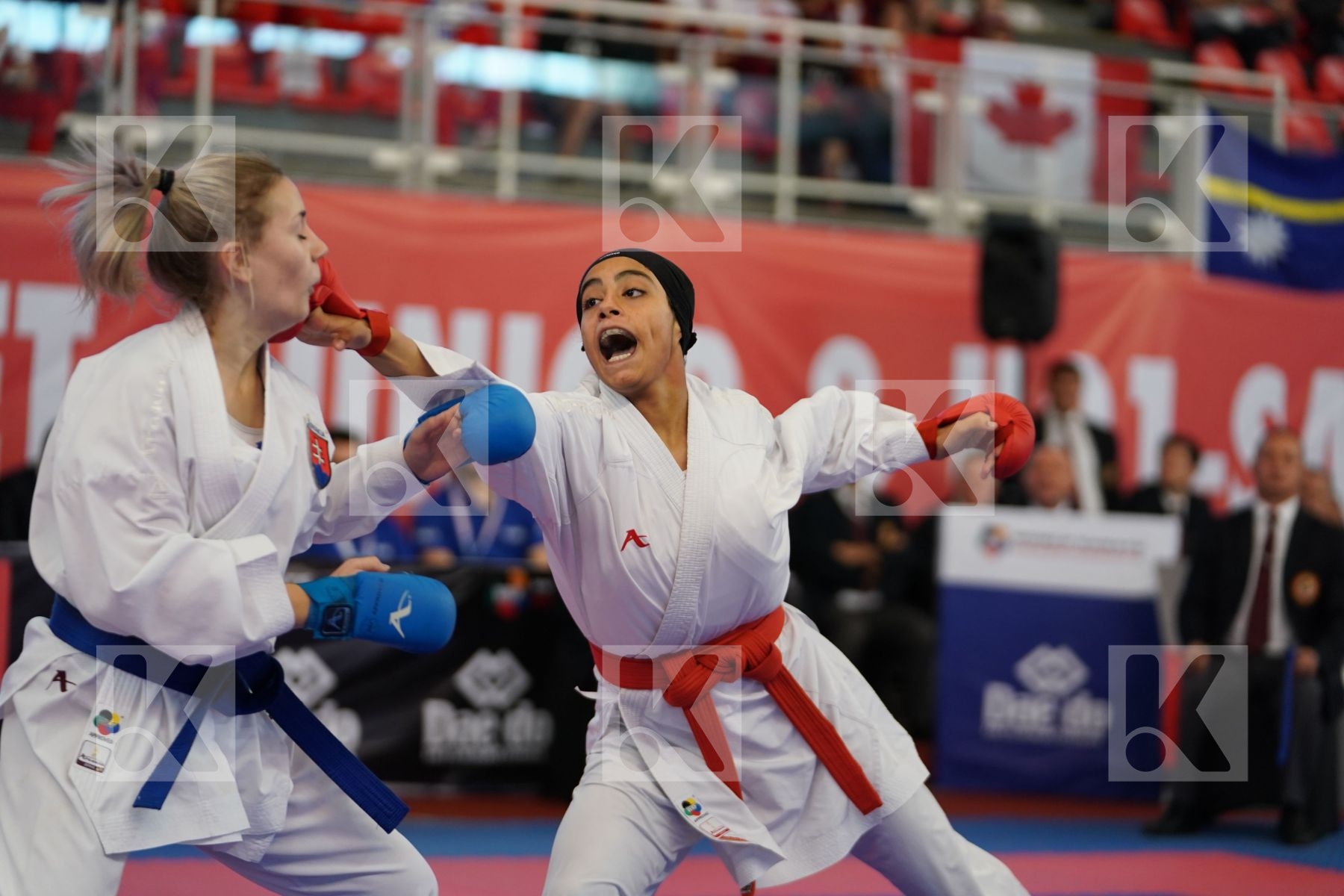 HASSAN BASMALA (EGYPT) vs VLASAKOVA ADELA (SLOVAKIA) in Cadet Kumite Female -54 Kg - Podium ceremony