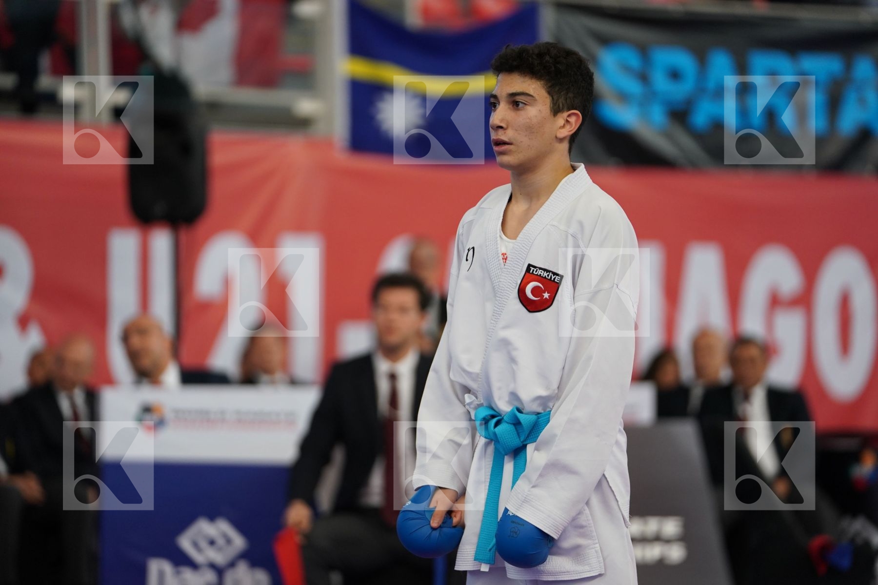 DZIUDA DOMINIK (POLAND) vs KURT ENES FATIH (TURKEY) in Cadet Kumite Male -57 Kg - Podium ceremony