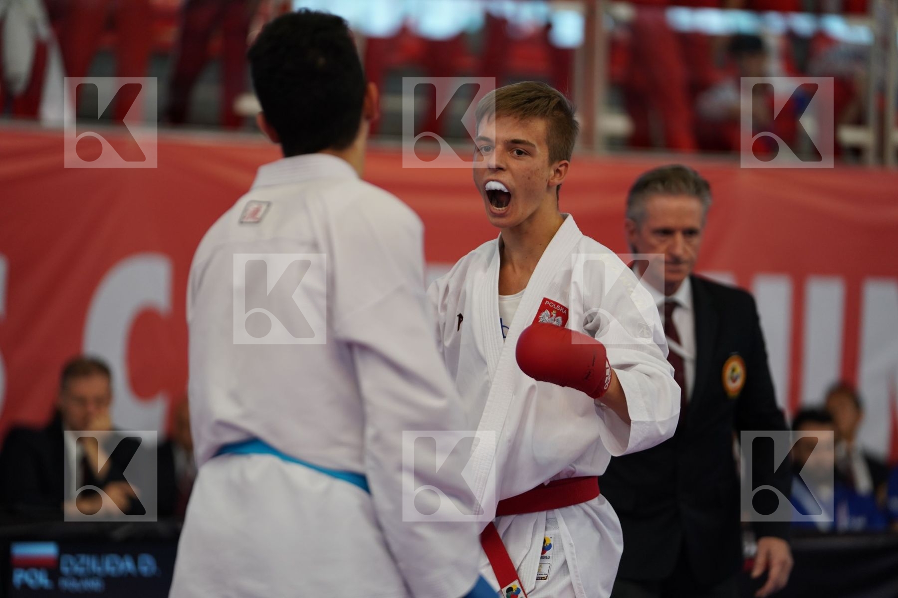 DZIUDA DOMINIK (POLAND) vs KURT ENES FATIH (TURKEY) in Cadet Kumite Male -57 Kg - Podium ceremony
