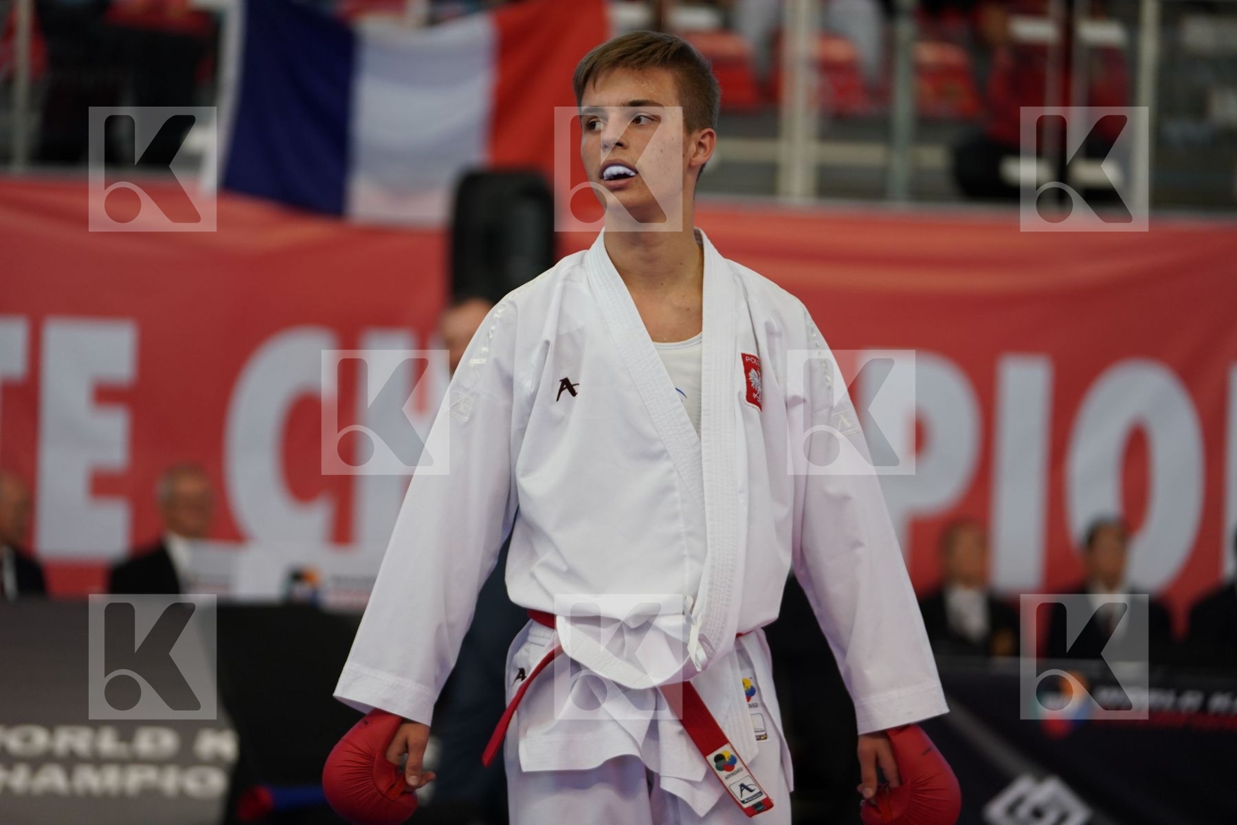 DZIUDA DOMINIK (POLAND) vs KURT ENES FATIH (TURKEY) in Cadet Kumite Male -57 Kg - Podium ceremony