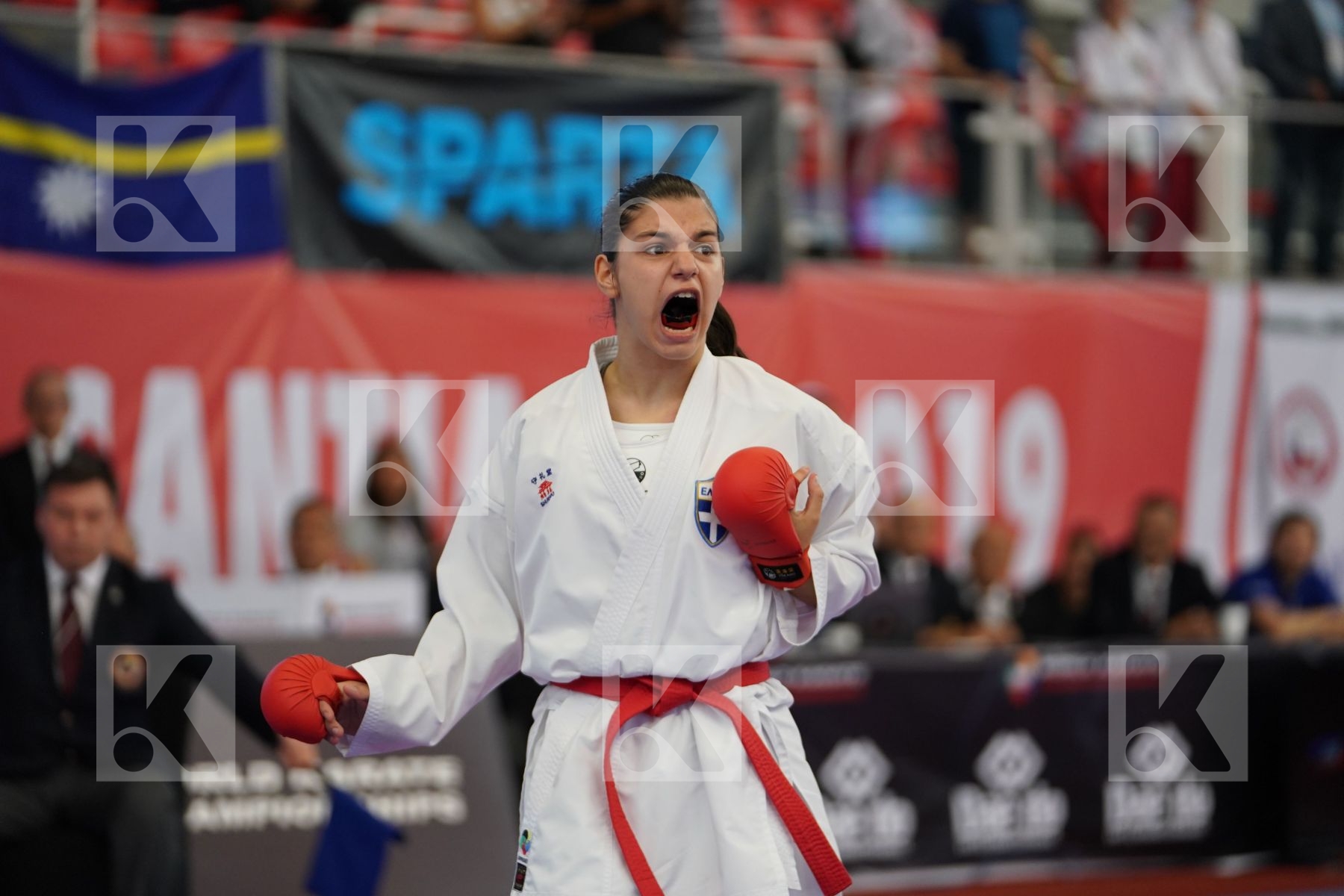 OUHRA AYA (MOROCCO) vs CHRYSOPOULOU KONSTANTINA (GREECE) in Cadet Kumite Female 54+ Kg - Podium ceremony