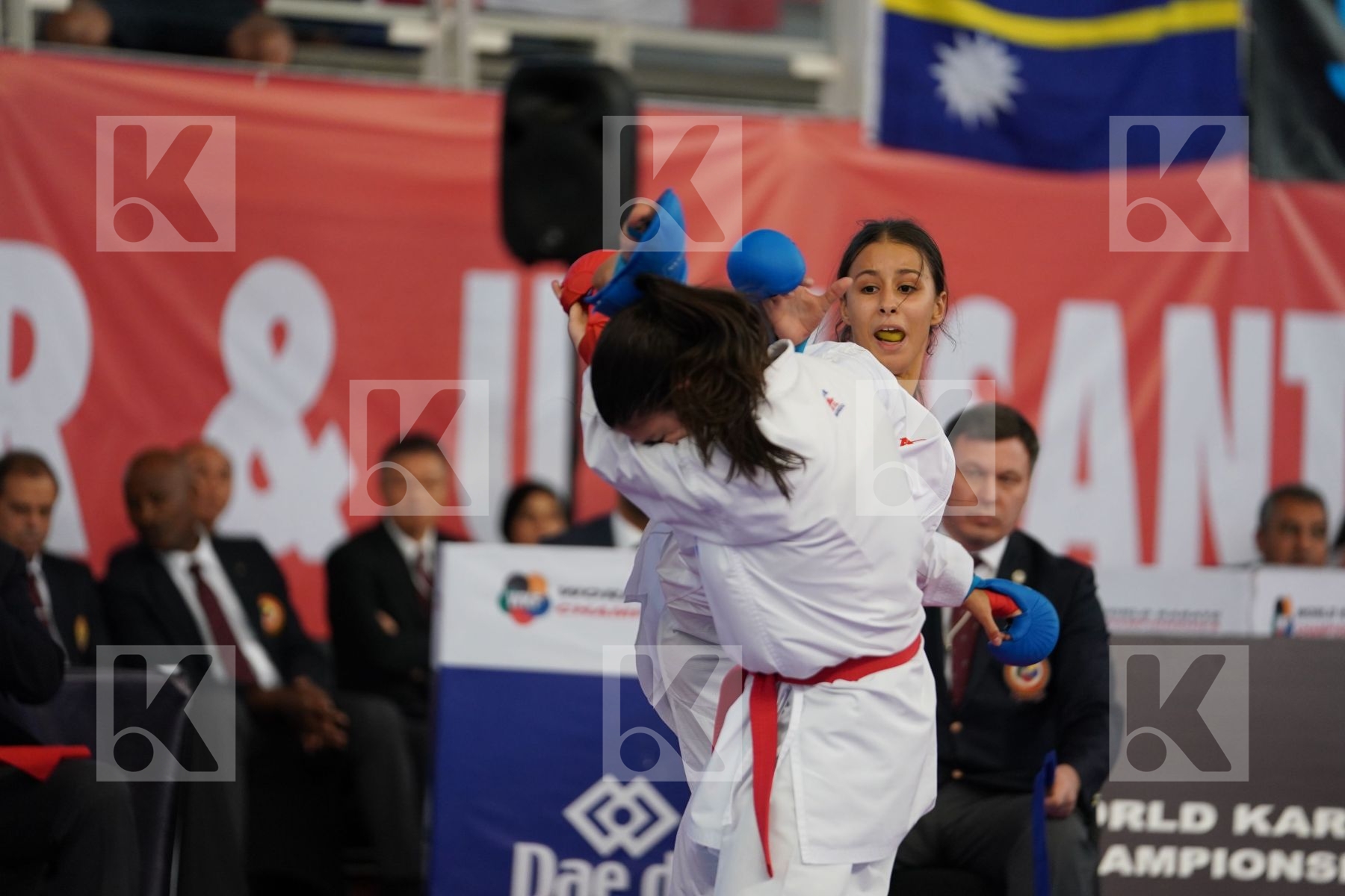 OUHRA AYA (MOROCCO) vs CHRYSOPOULOU KONSTANTINA (GREECE) in Cadet Kumite Female 54+ Kg - Podium ceremony