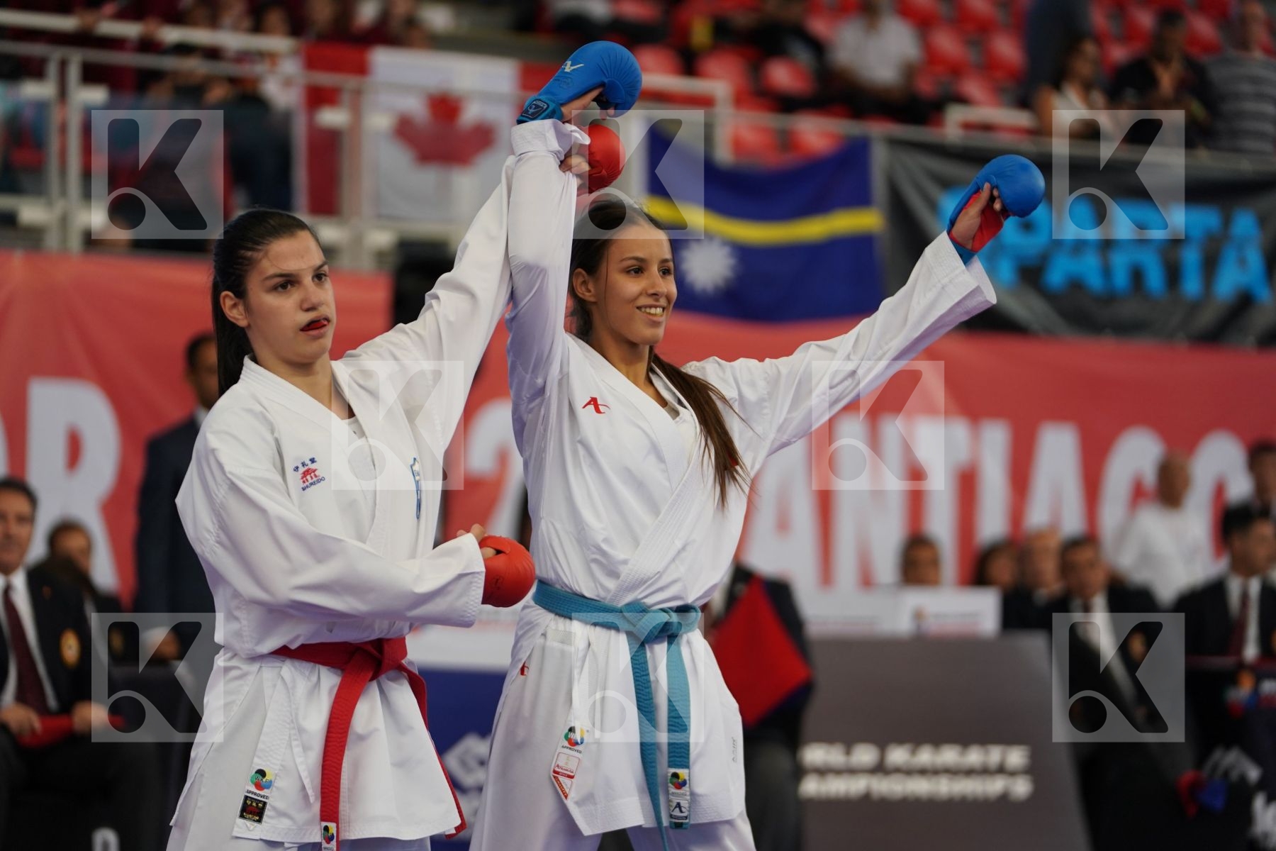 OUHRA AYA (MOROCCO) vs CHRYSOPOULOU KONSTANTINA (GREECE) in Cadet Kumite Female 54+ Kg - Podium ceremony