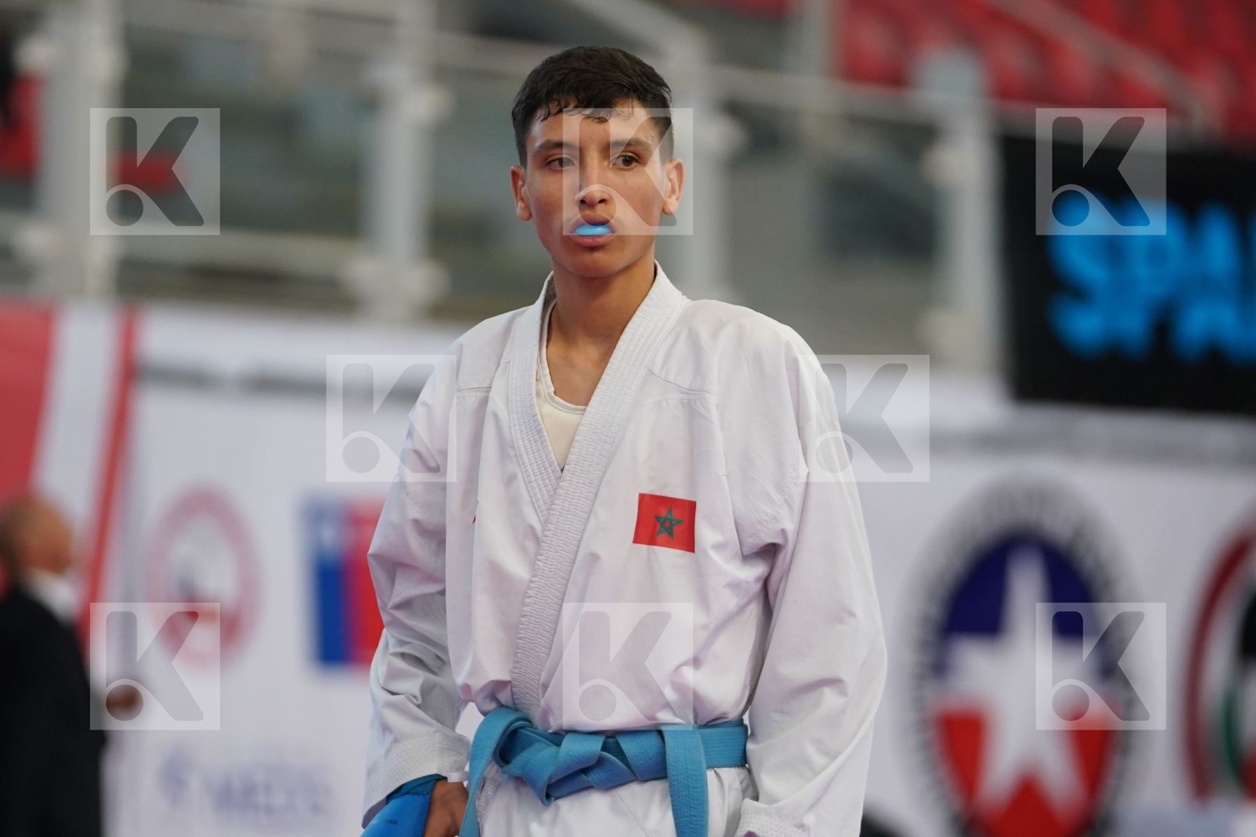 HELASSA AYOUB ANIS (ALGERIA) vs JINA ABDEL ALI (MOROCCO) in Junior Kumite Male -55 Kg - Podium ceremony