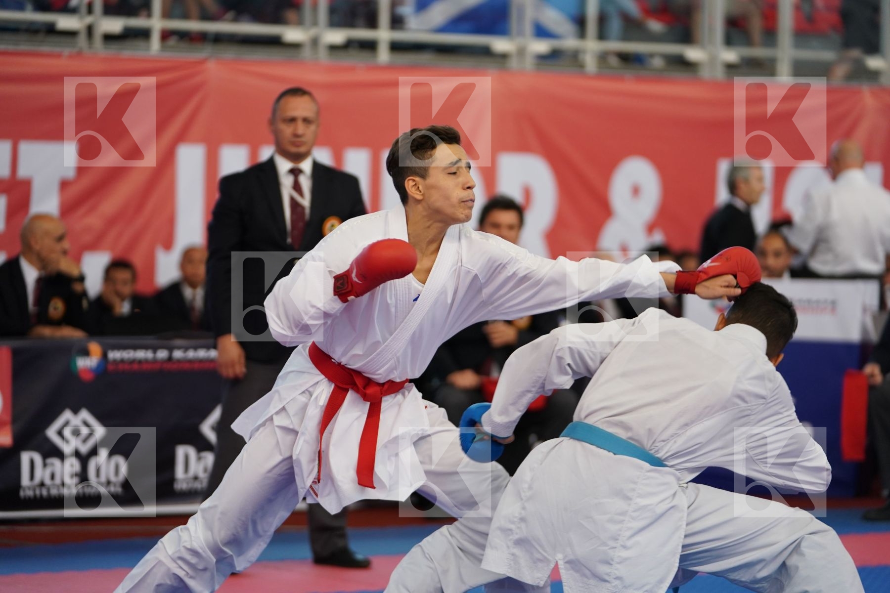HELASSA AYOUB ANIS (ALGERIA) vs JINA ABDEL ALI (MOROCCO) in Junior Kumite Male -55 Kg - Podium ceremony