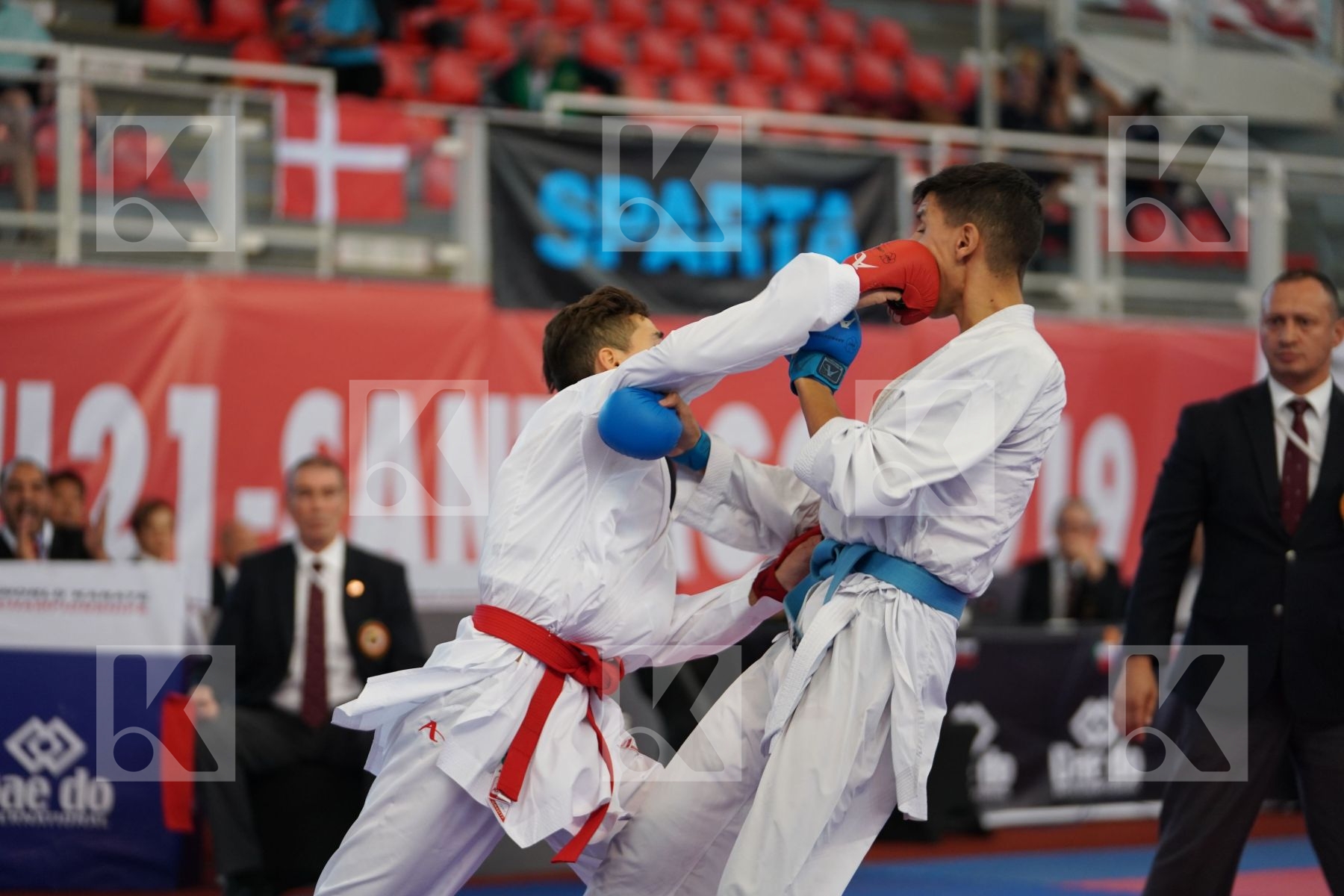HELASSA AYOUB ANIS (ALGERIA) vs JINA ABDEL ALI (MOROCCO) in Junior Kumite Male -55 Kg - Podium ceremony