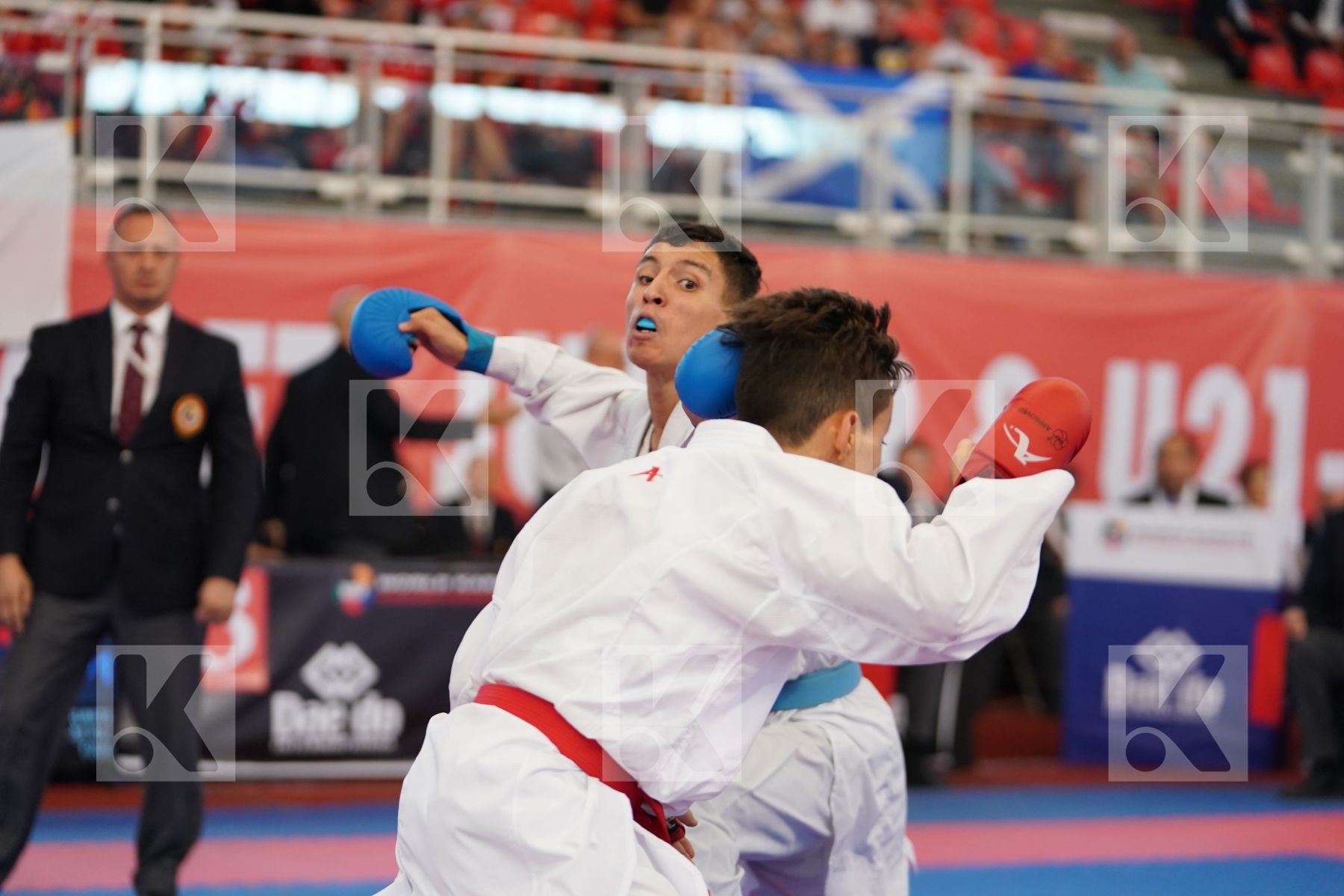 HELASSA AYOUB ANIS (ALGERIA) vs JINA ABDEL ALI (MOROCCO) in Junior Kumite Male -55 Kg - Podium ceremony