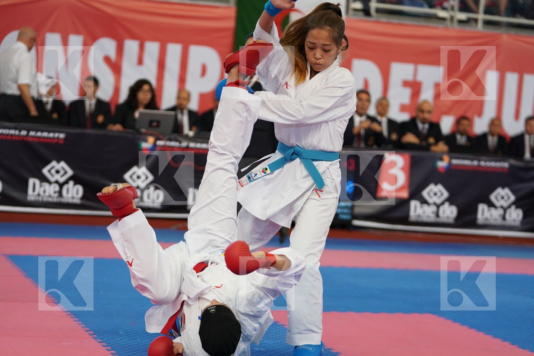ELGEWILY YASMIN NASR (EGYPT) vs GRIGOREVA ELIZAVETA (RUSSIAN FEDERATION) in Junior Kumite Female -48 Kg - Podium ceremony
